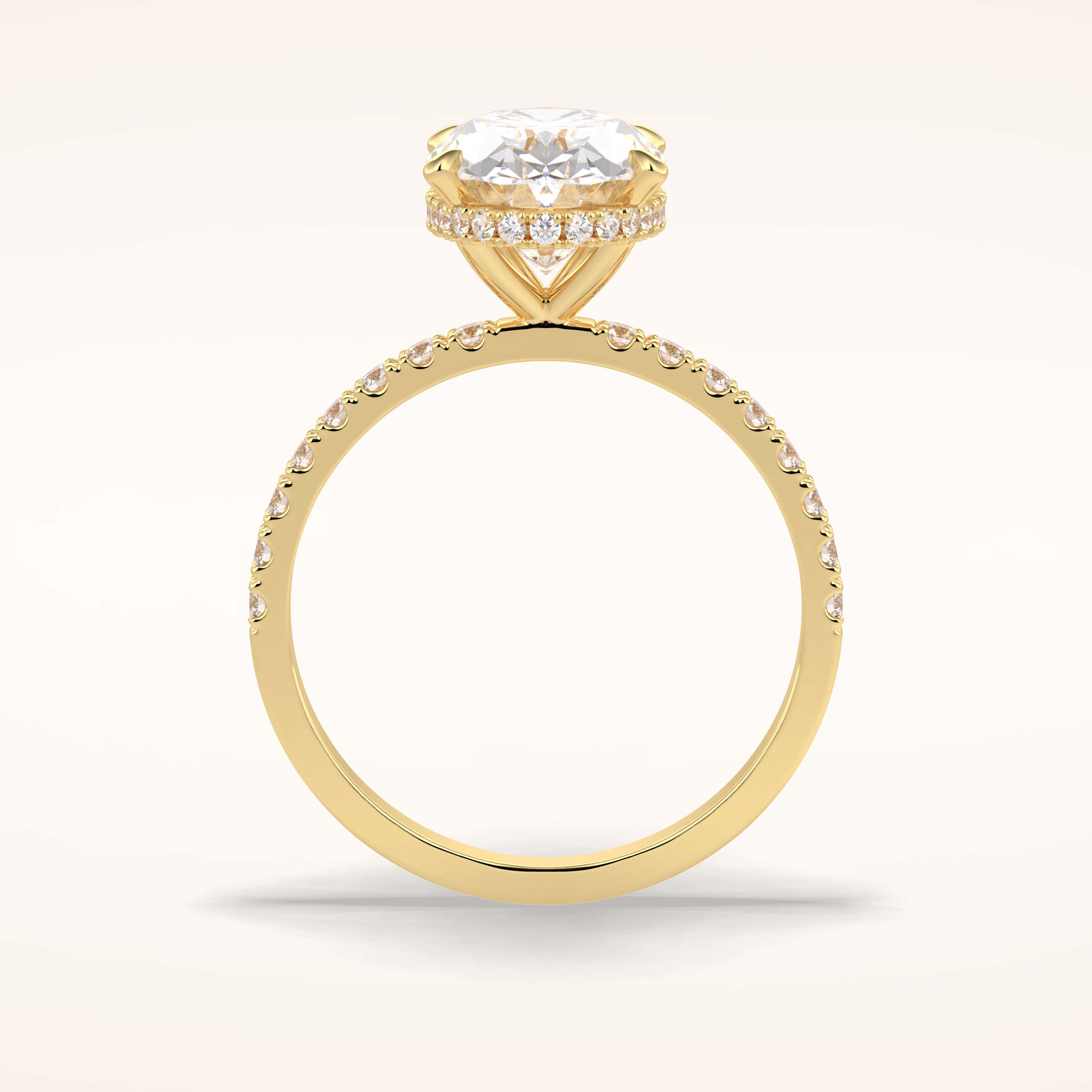 2.75 CT Oval Shaped Pave Moissanite Engagement Ring