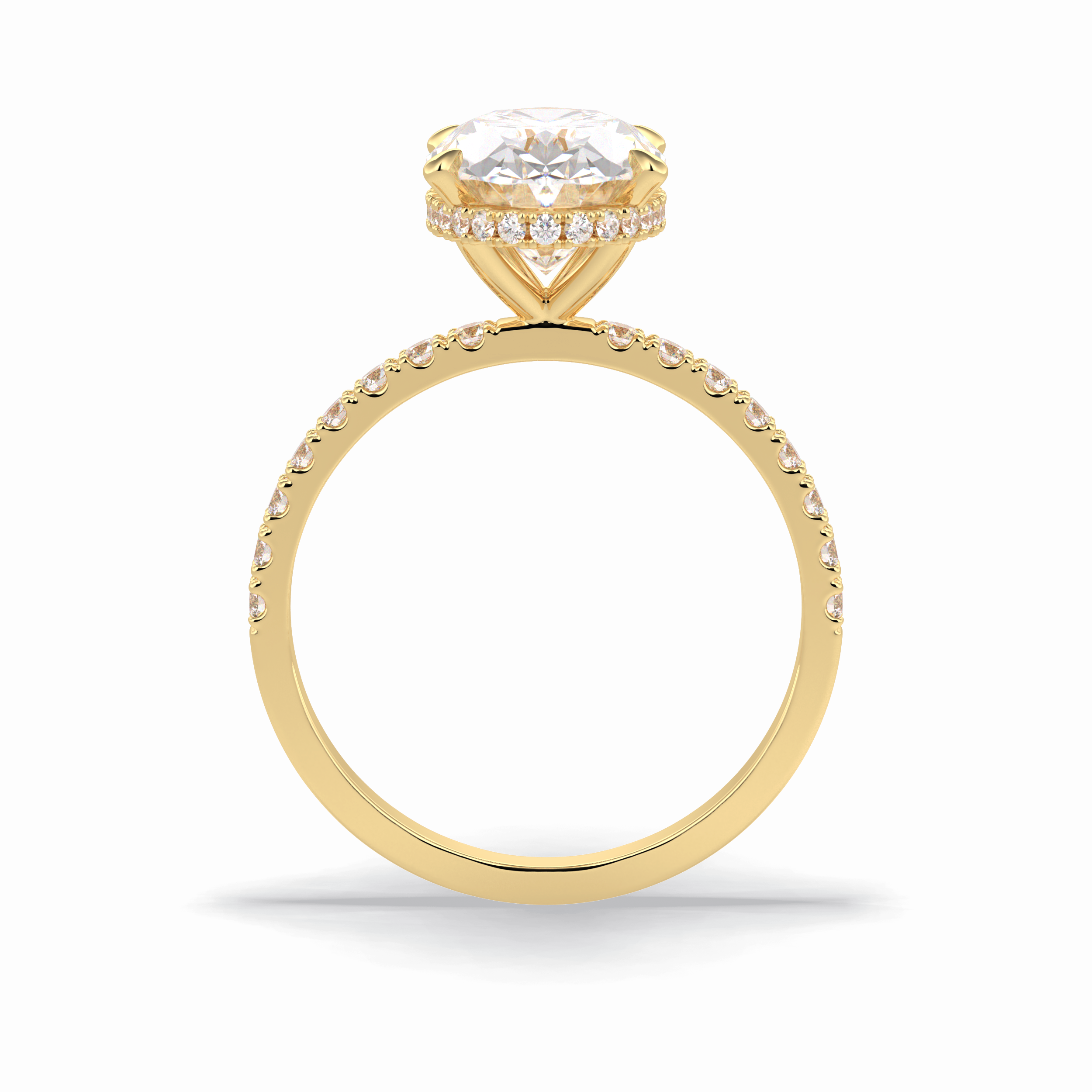 Oval Hidden Halo & Pave Lab Grown Diamond Engagement Ring