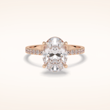 2.75 CT Oval Shaped Pave Moissanite Engagement Ring