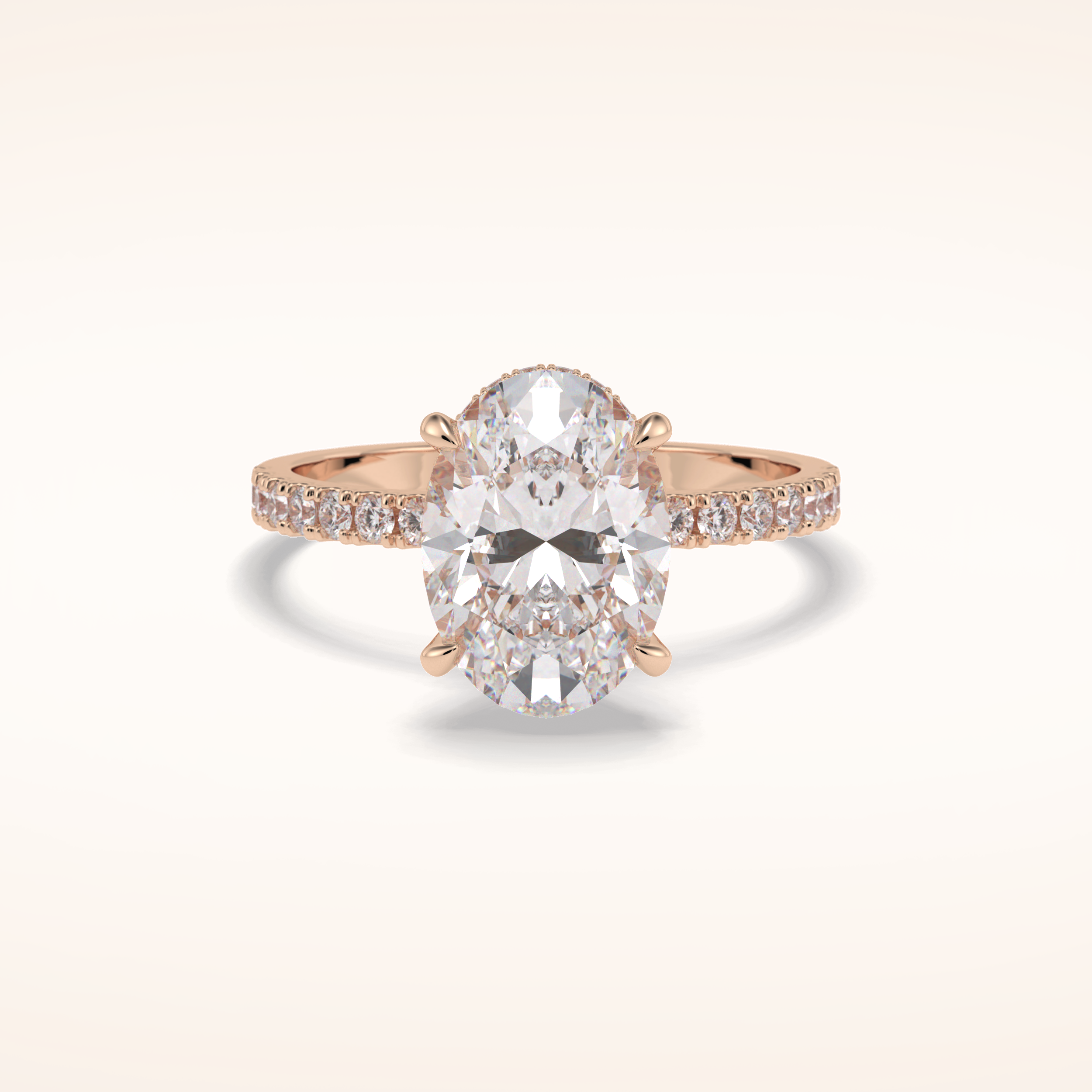 2.75 CT Oval Shaped Pave Moissanite Engagement Ring