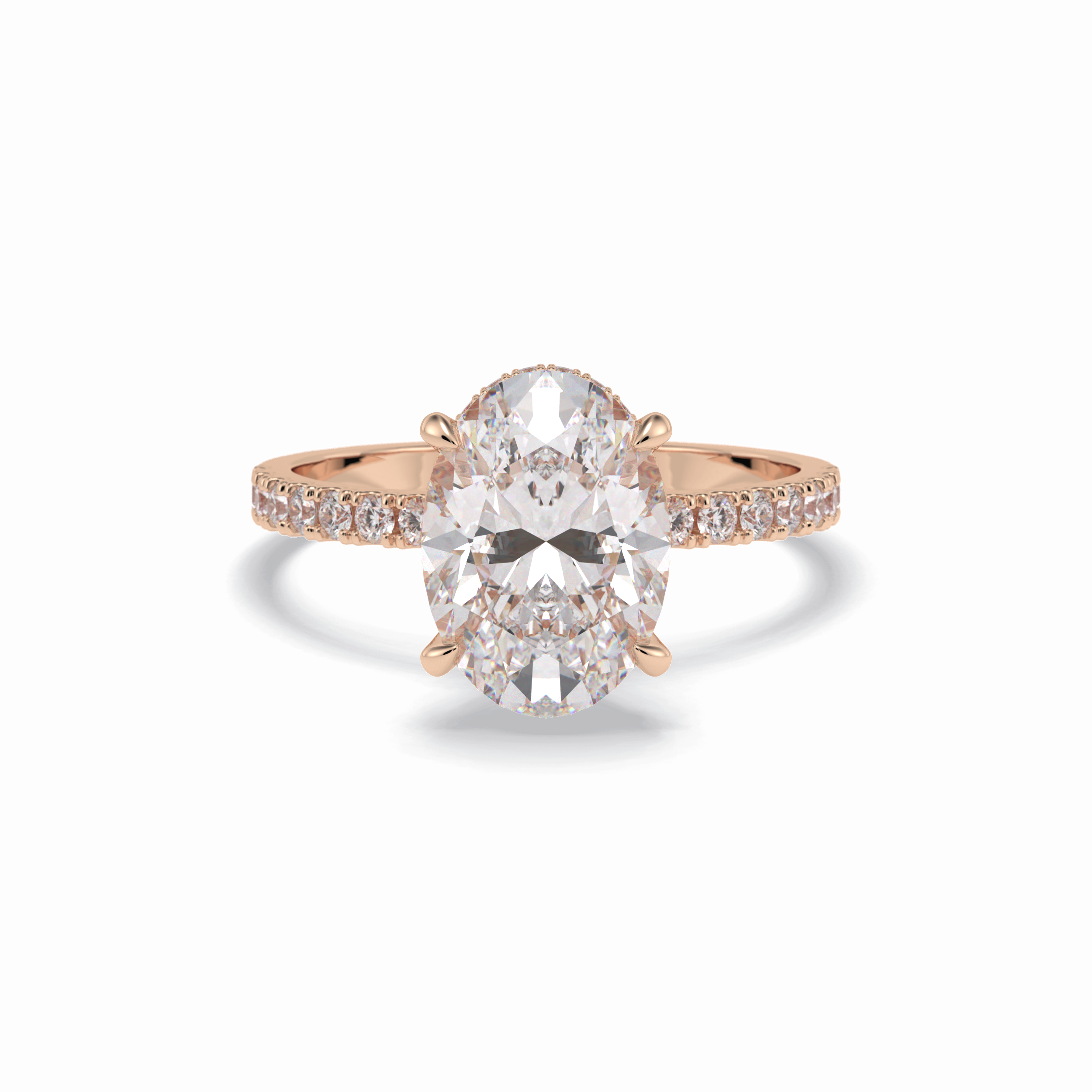 Oval Hidden Halo & Pave Lab Grown Diamond Engagement Ring