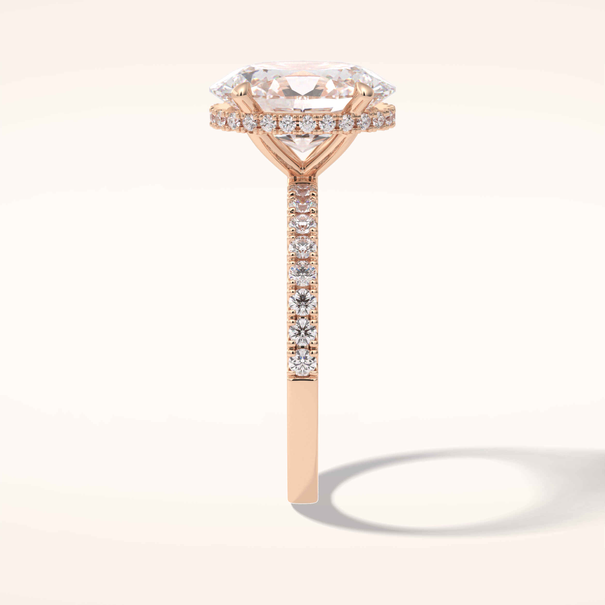 2.75 CT Oval Shaped Pave Moissanite Engagement Ring