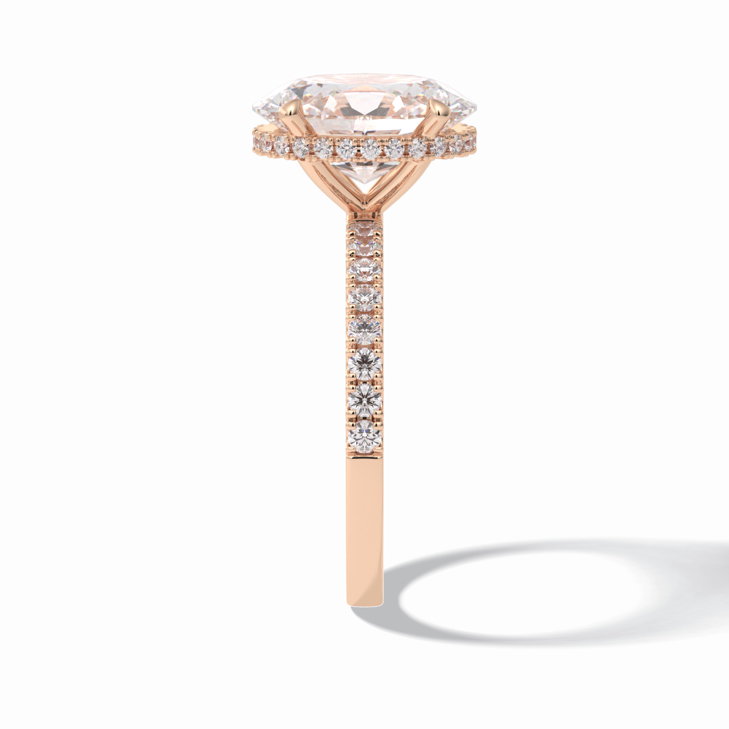 Oval Hidden Halo & Pave Lab Grown Diamond Engagement Ring