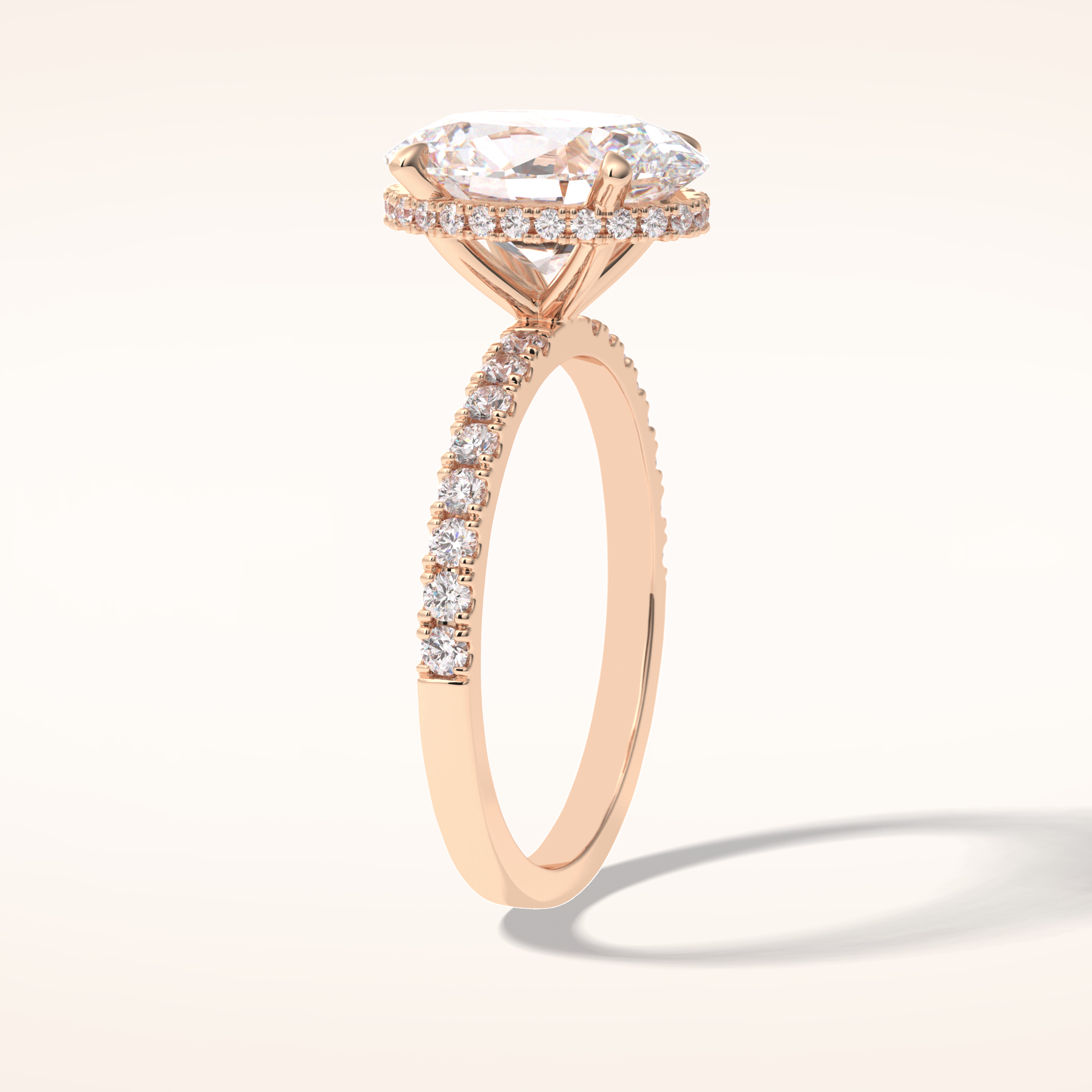 2.75 CT Oval Shaped Pave Moissanite Engagement Ring