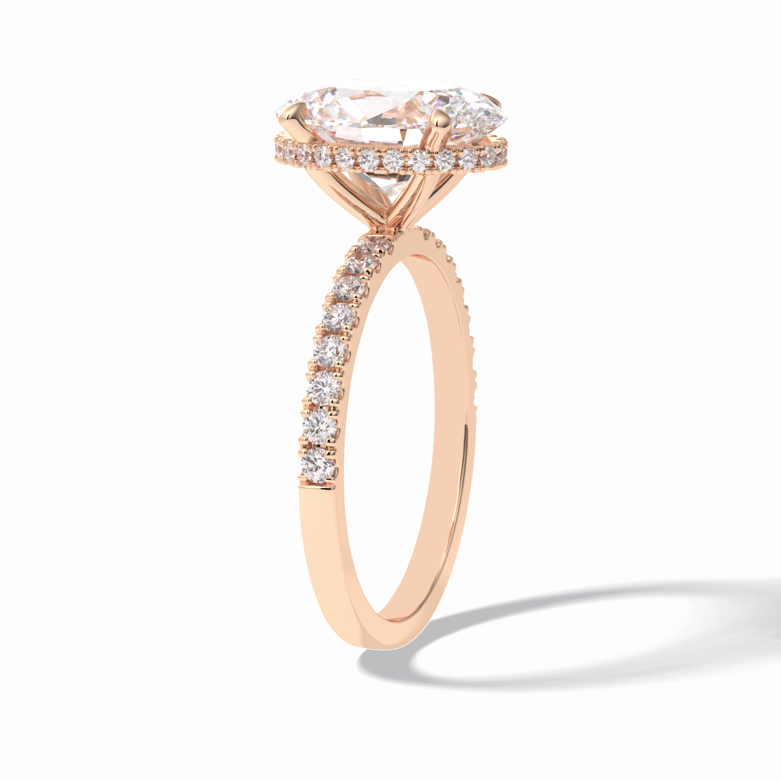Oval Hidden Halo & Pave Lab Grown Diamond Engagement Ring