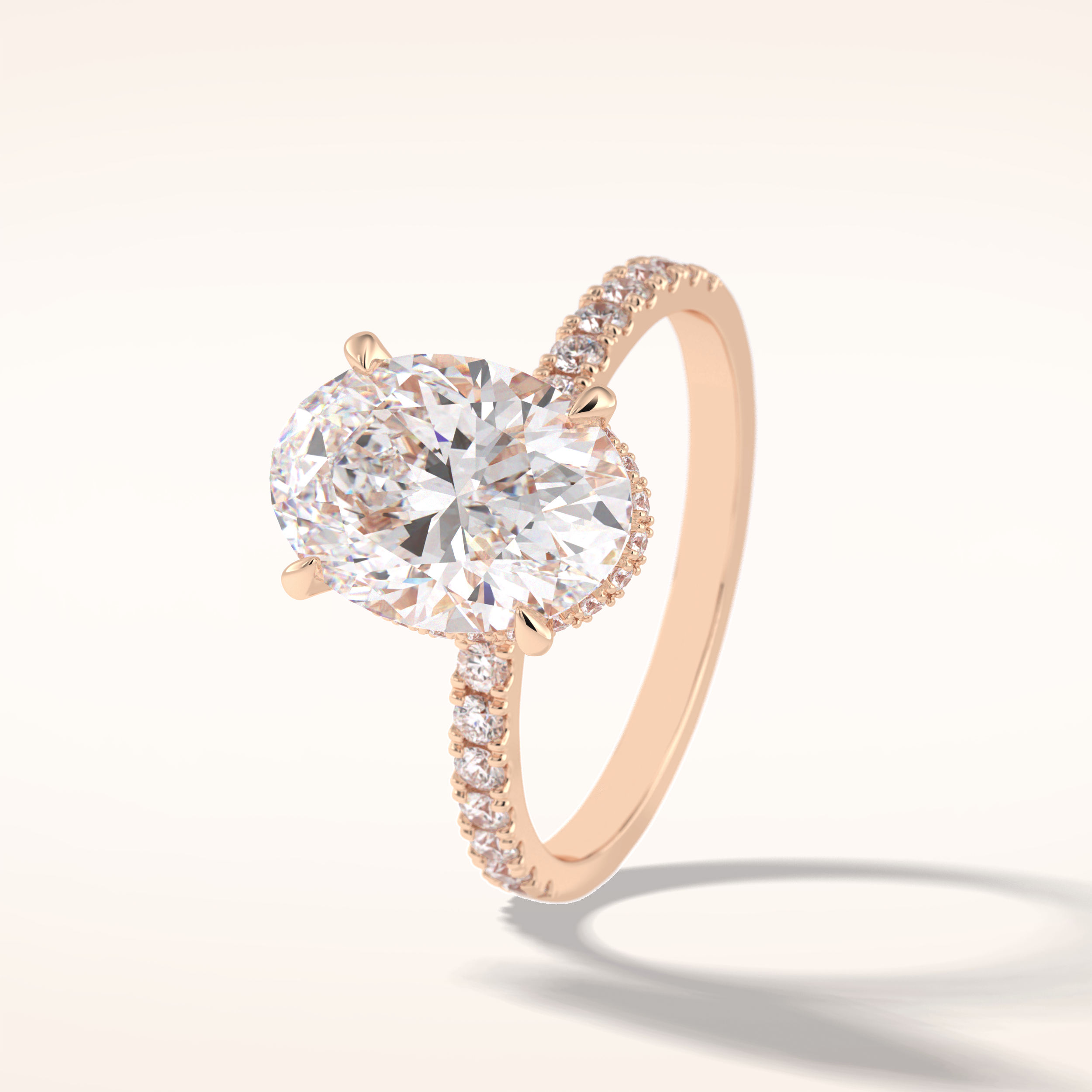 2.75 CT Oval Shaped Pave Moissanite Engagement Ring