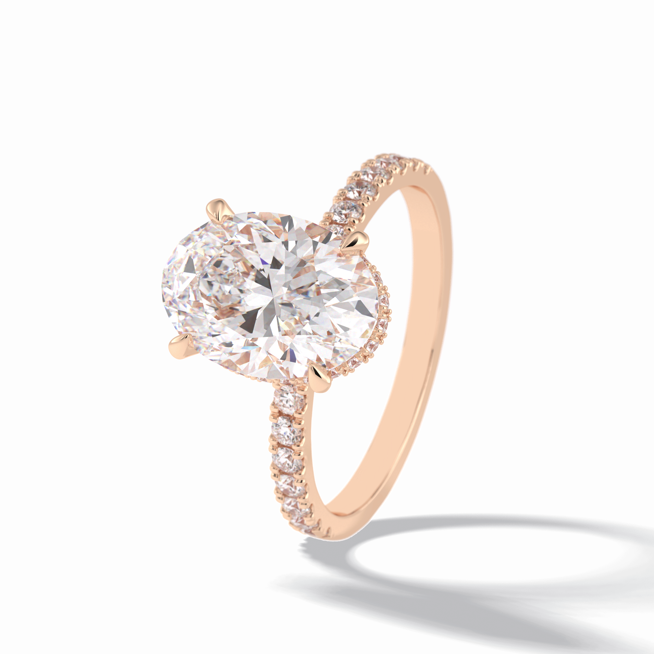 Oval Hidden Halo & Pave Lab Grown Diamond Engagement Ring