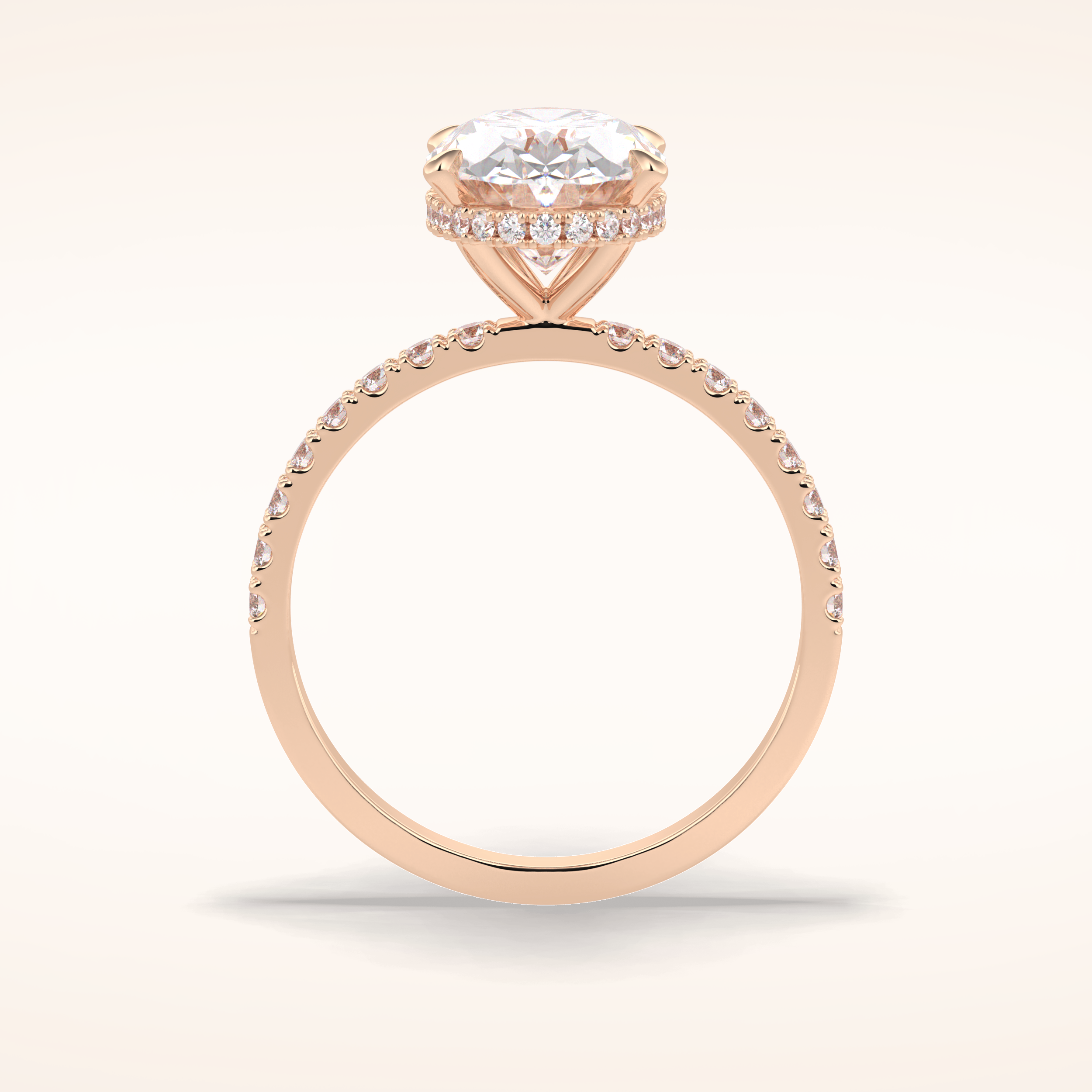 2.75 CT Oval Shaped Pave Moissanite Engagement Ring