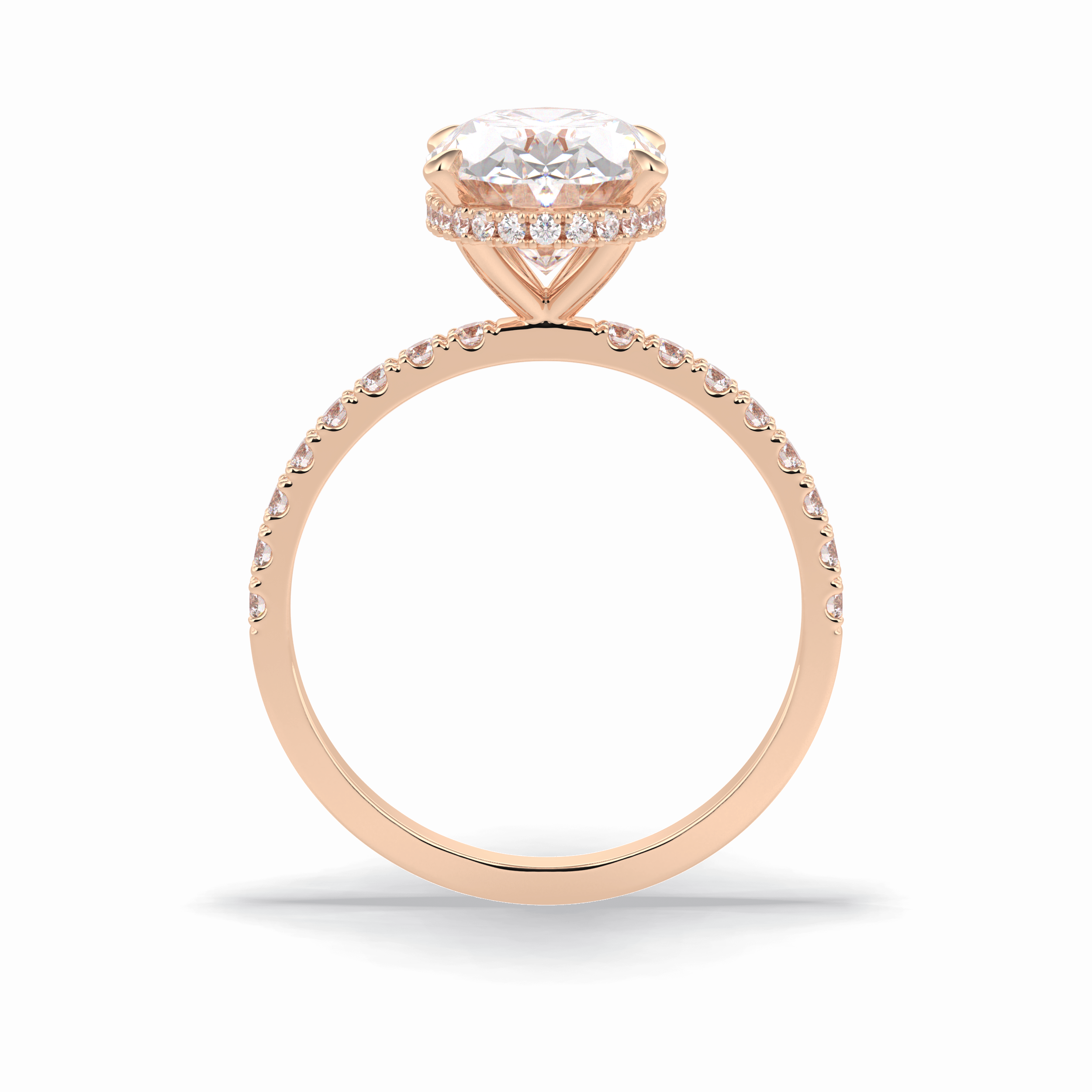 Oval Hidden Halo & Pave Lab Grown Diamond Engagement Ring