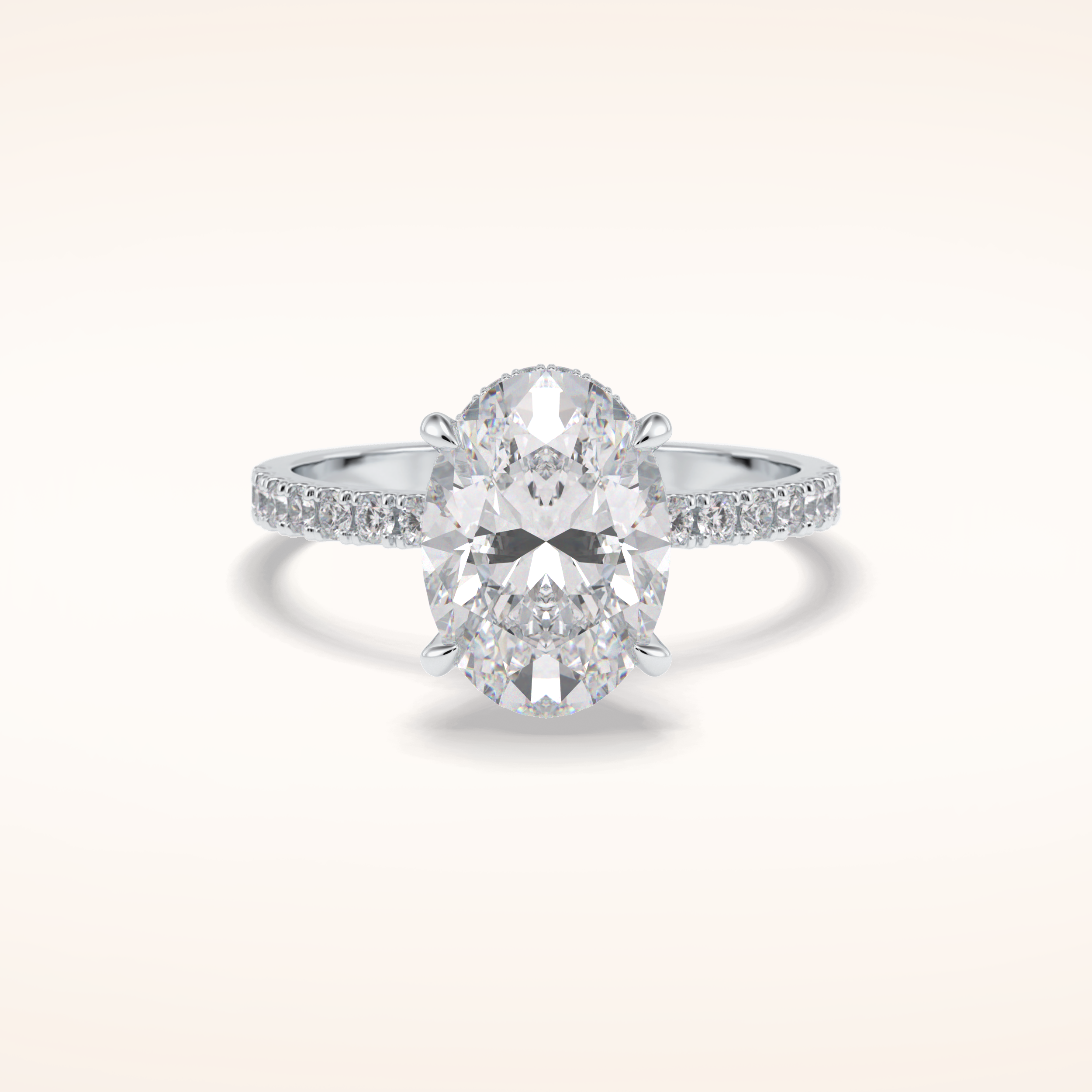 2.75 CT Oval Shaped Pave Moissanite Engagement Ring