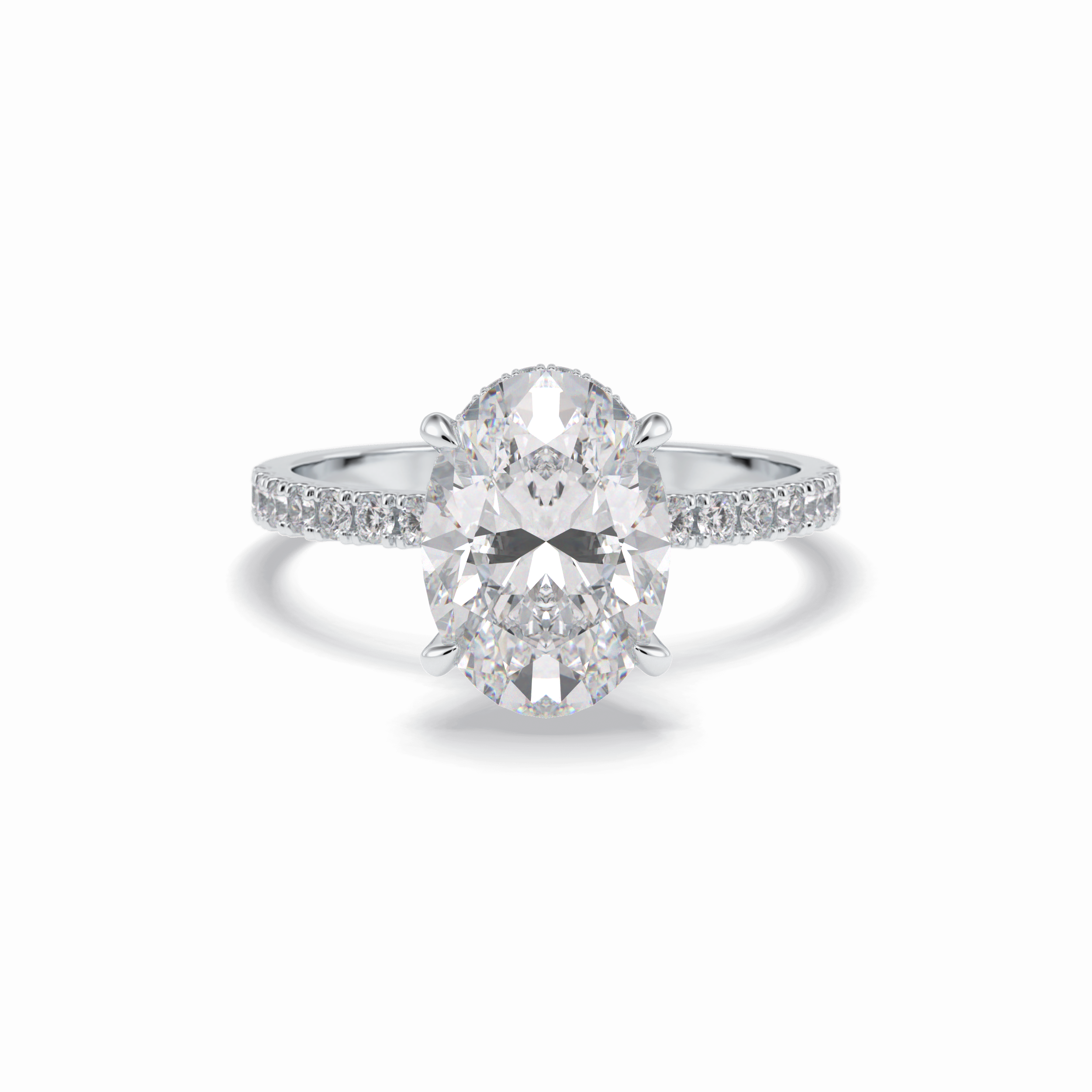 Oval Hidden Halo & Pave Lab Grown Diamond Engagement Ring
