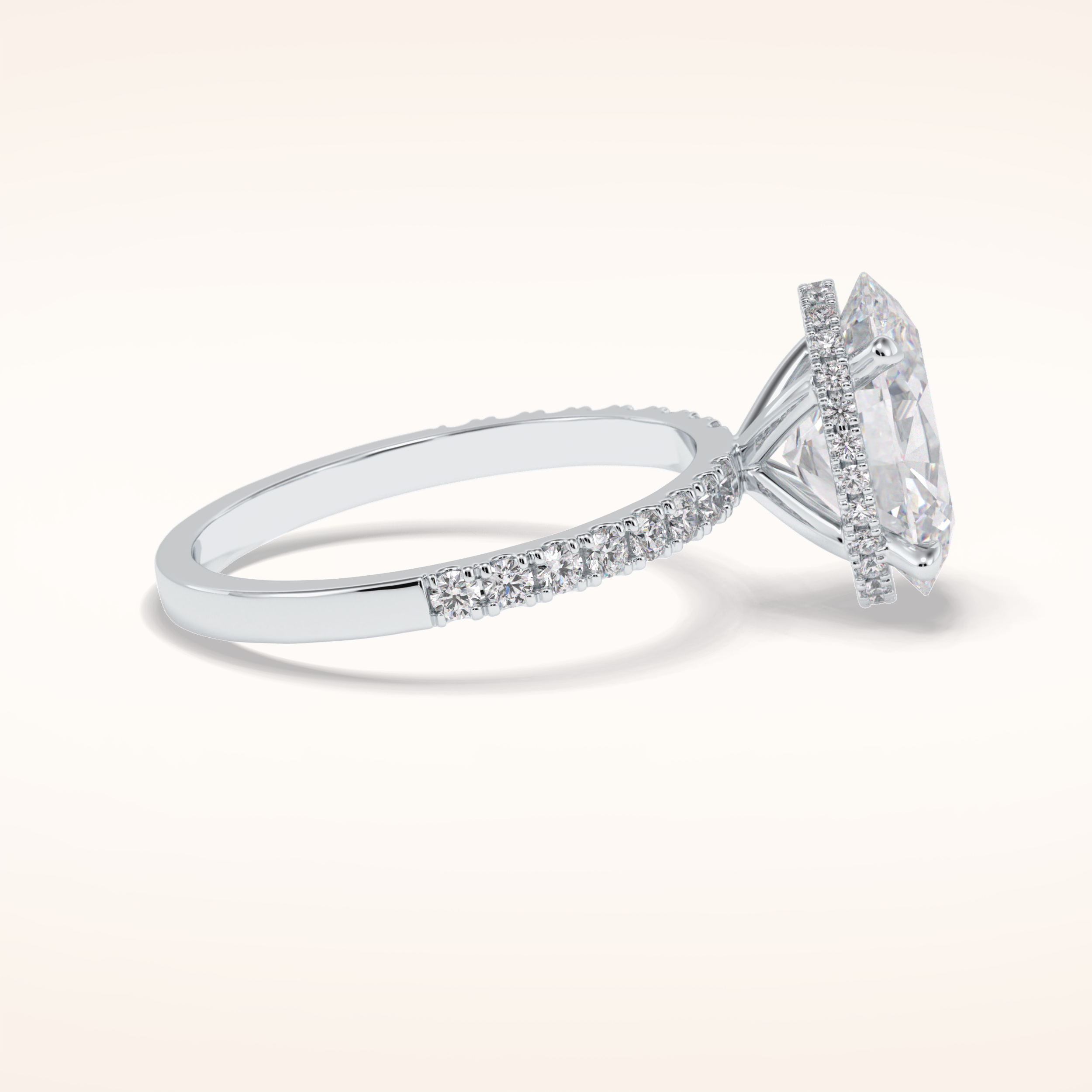 2.75 CT Oval Shaped Pave Moissanite Engagement Ring