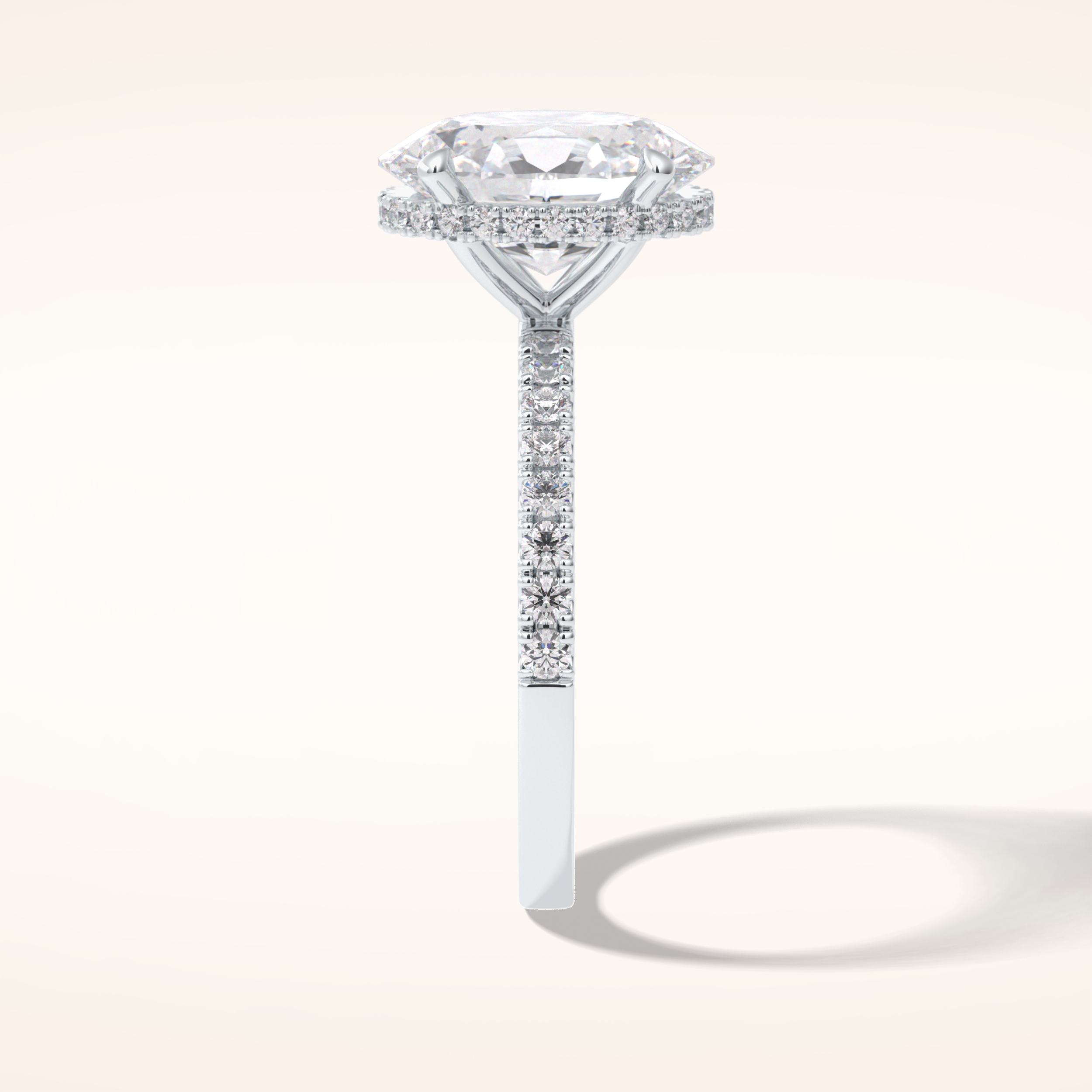 2.75 CT Oval Shaped Pave Moissanite Engagement Ring