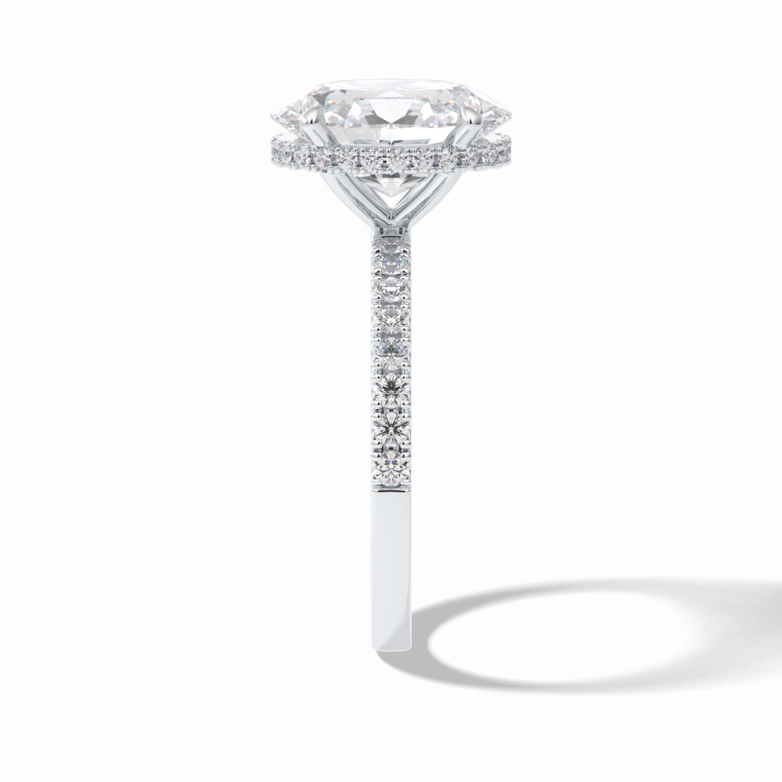 Oval Hidden Halo & Pave Lab Grown Diamond Engagement Ring