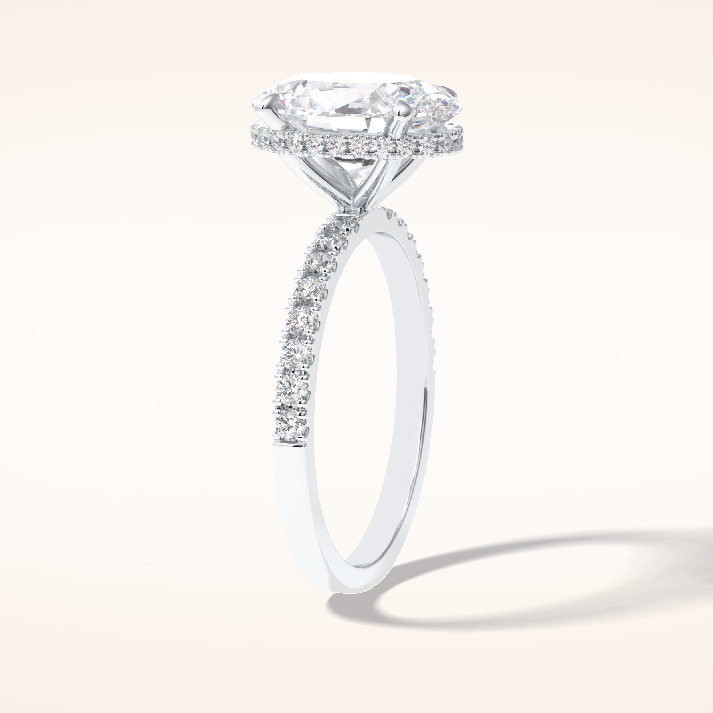 2.75 CT Oval Shaped Pave Moissanite Engagement Ring