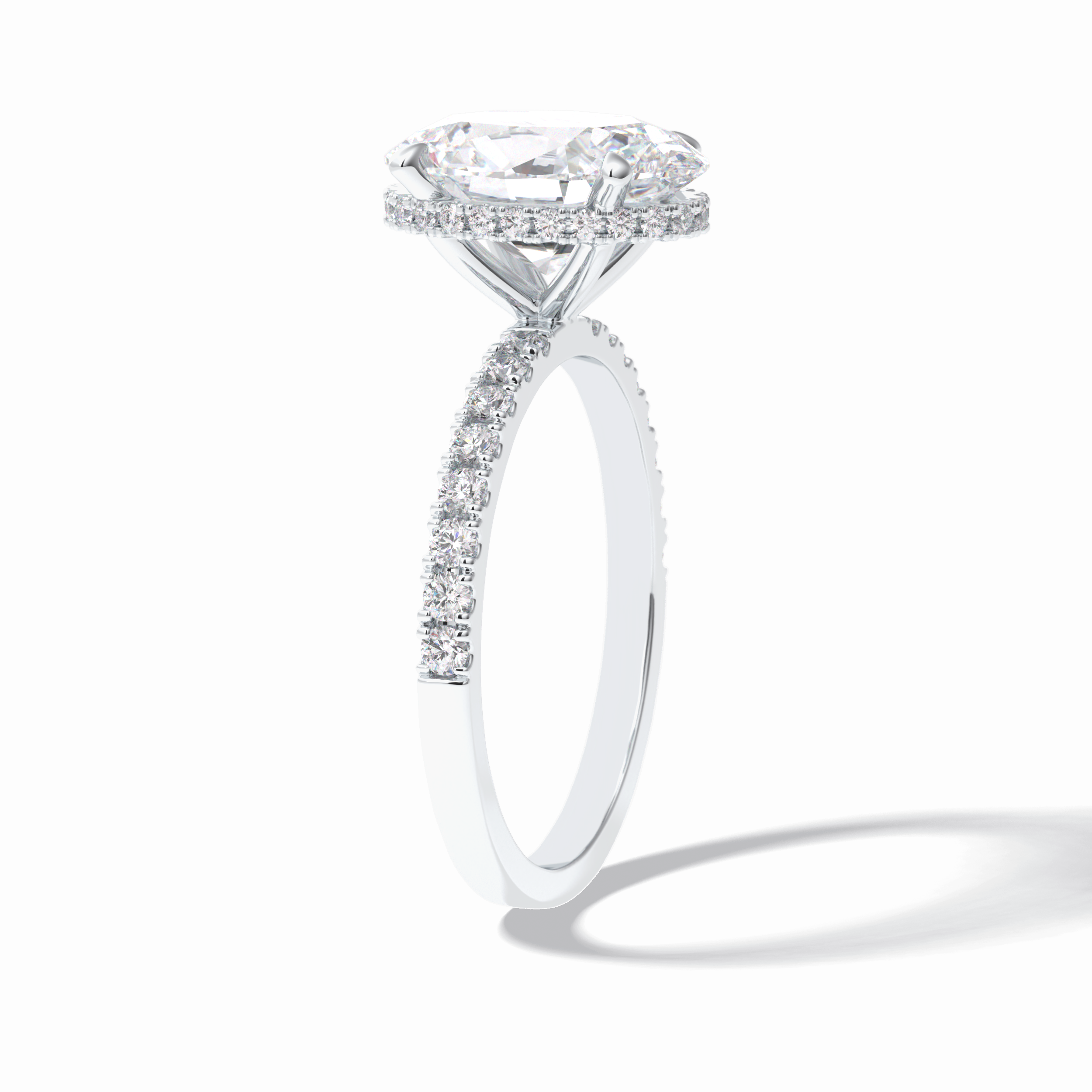 Oval Hidden Halo & Pave Lab Grown Diamond Engagement Ring
