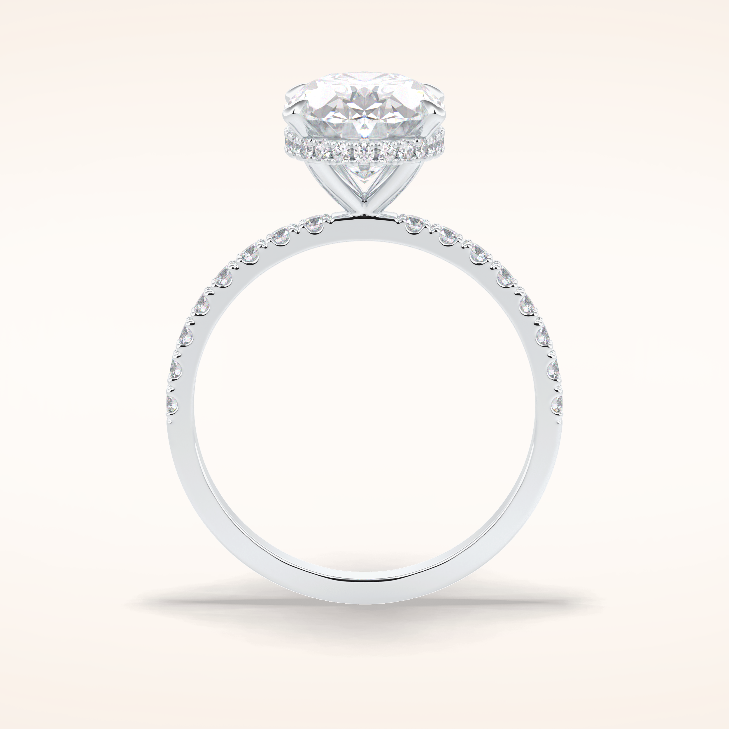 2.75 CT Oval Shaped Pave Moissanite Engagement Ring