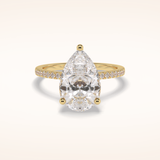 3.5 CT Pear Shaped Pave Moissanite Engagement Ring