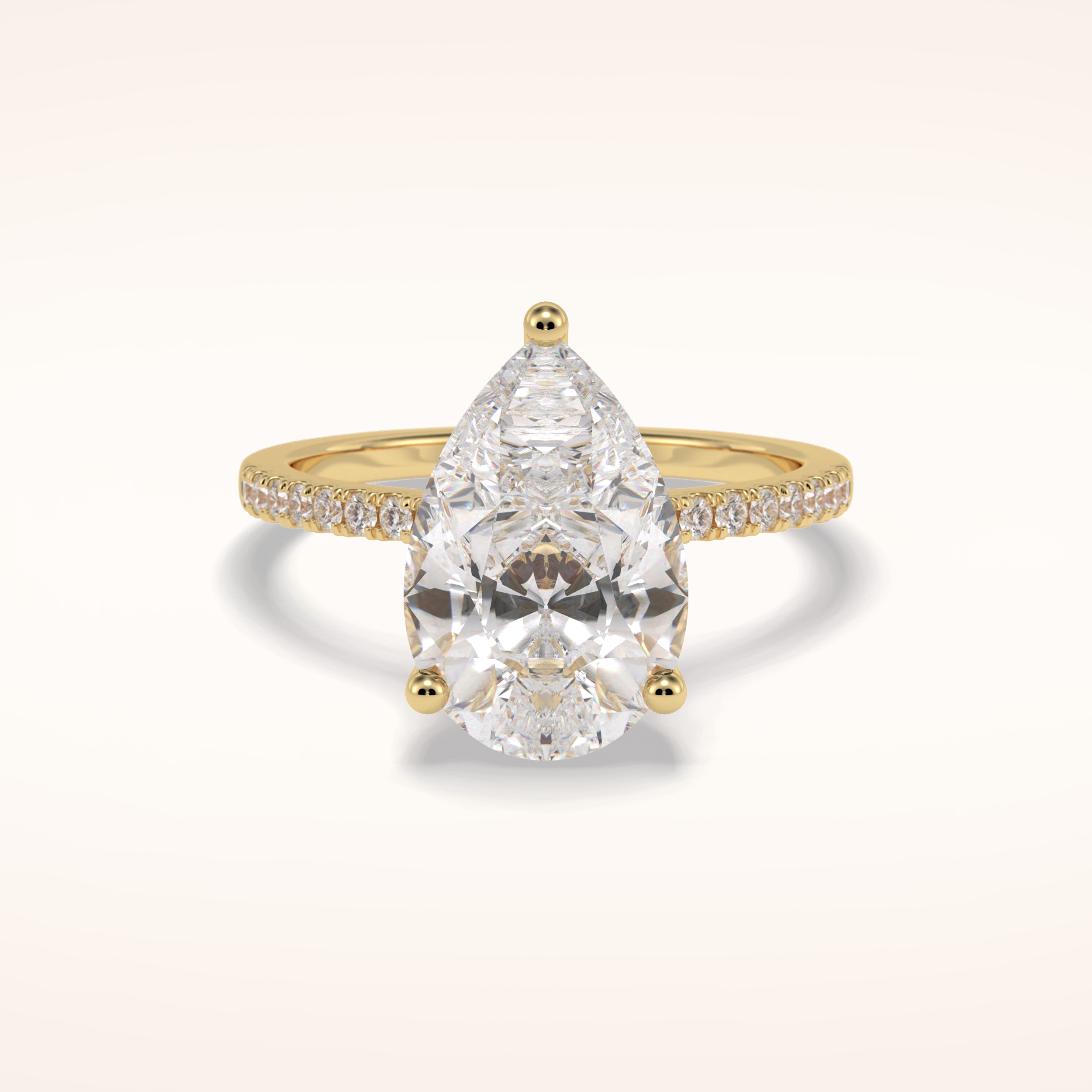 3.5 CT Pear Shaped Pave Moissanite Engagement Ring