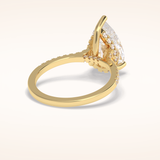 3.5 CT Pear Shaped Pave Moissanite Engagement Ring