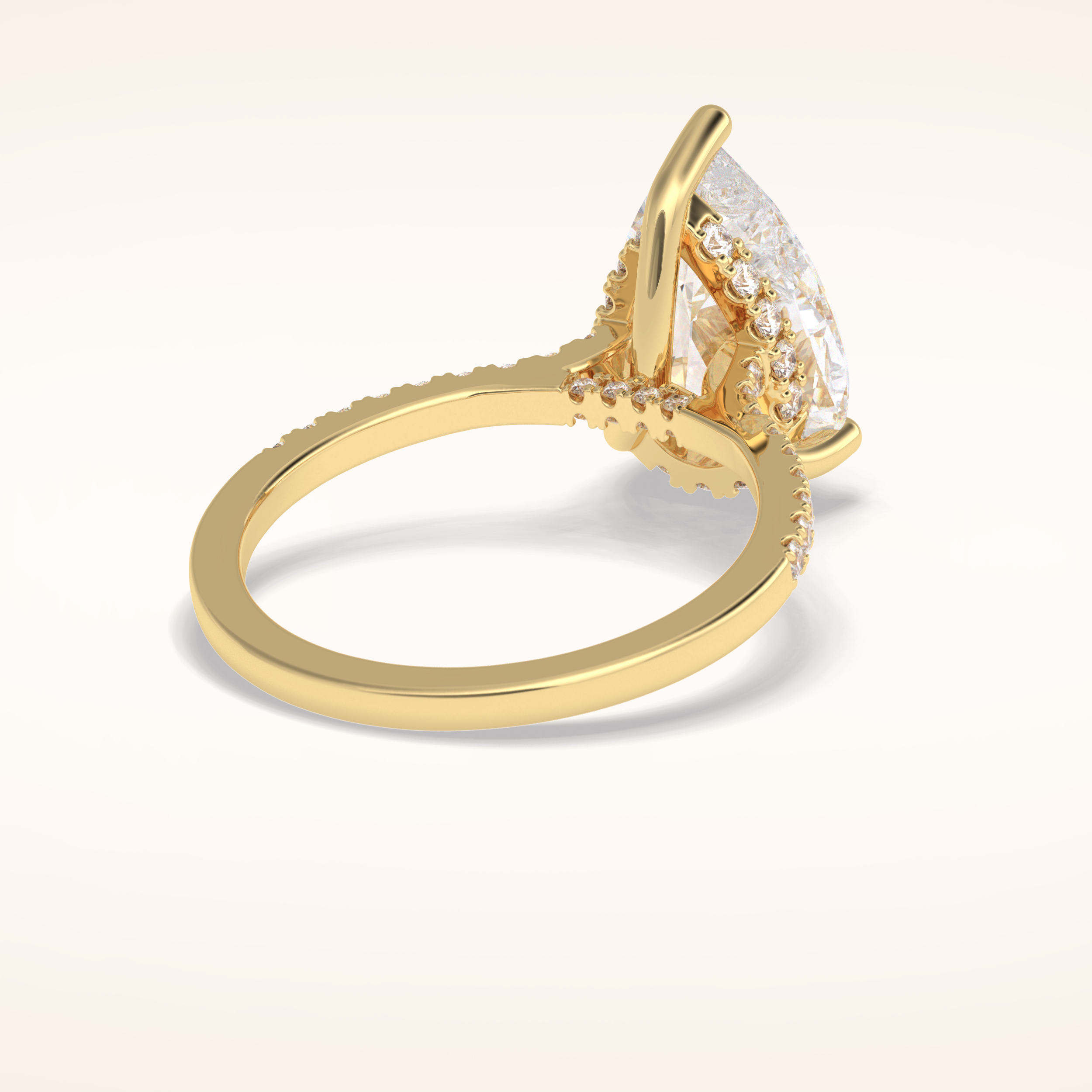 3.5 CT Pear Shaped Pave Moissanite Engagement Ring