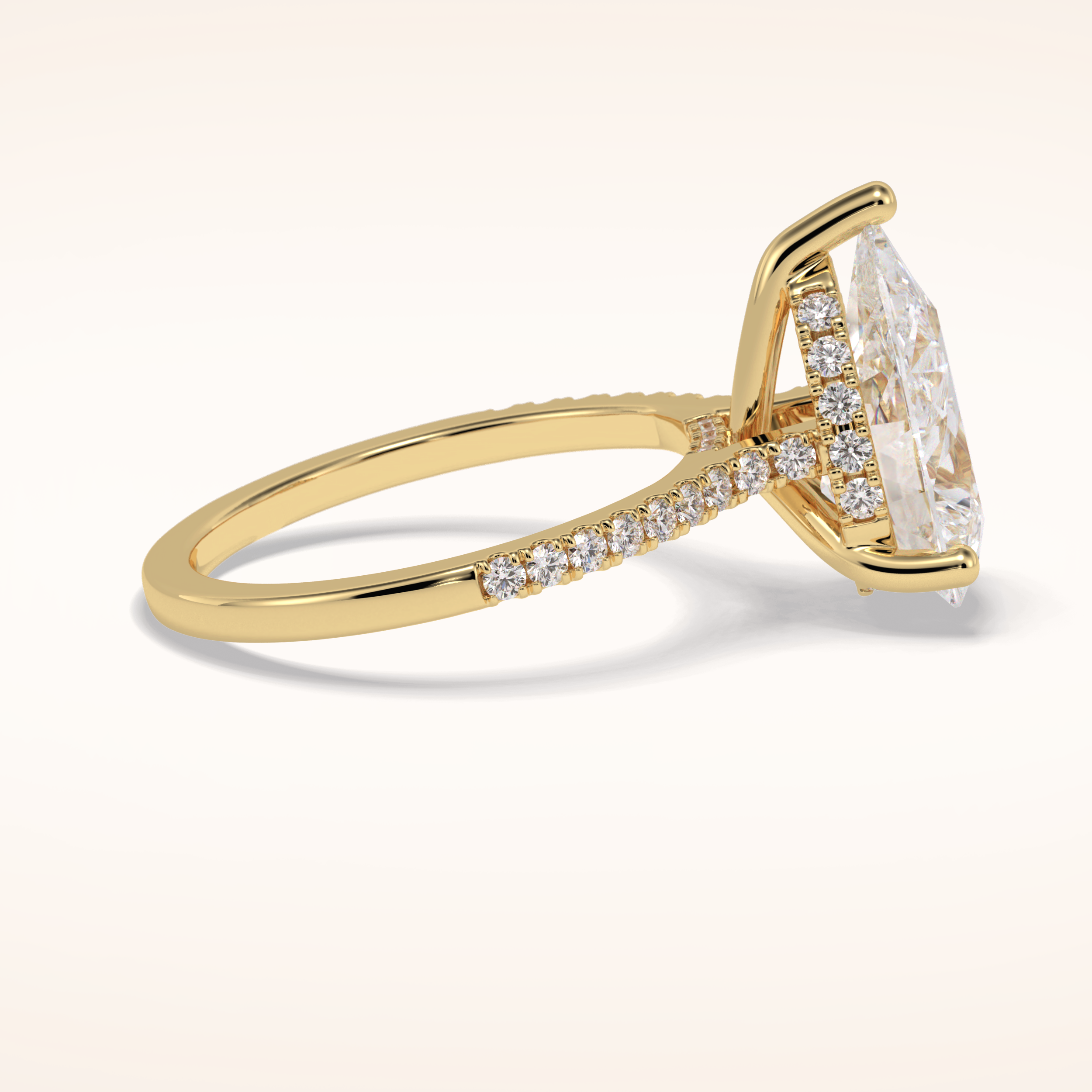3.5 CT Pear Shaped Pave Moissanite Engagement Ring