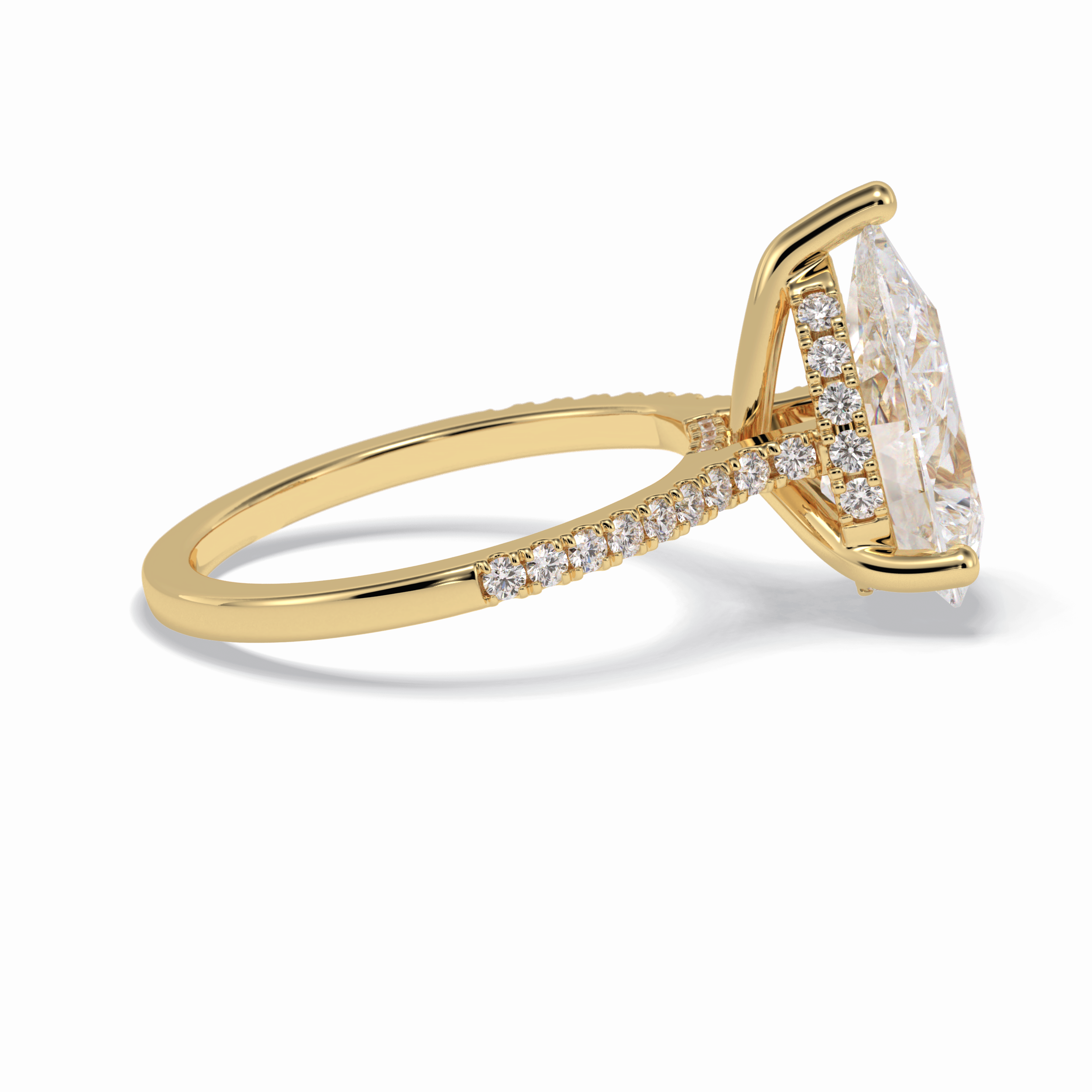 Pear Hidden Halo & Pave Lab Grown Diamond Engagement Ring