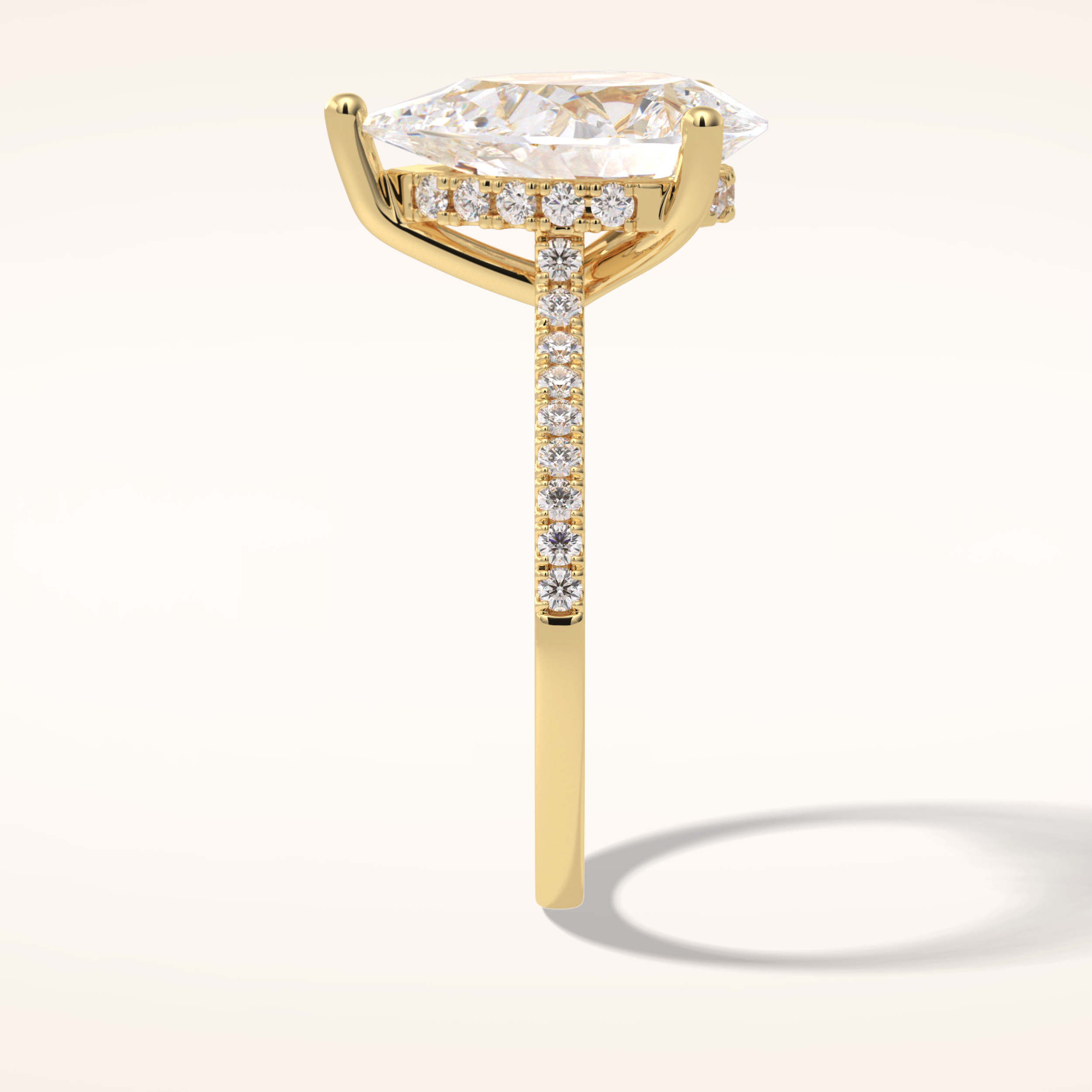 3.5 CT Pear Shaped Pave Moissanite Engagement Ring