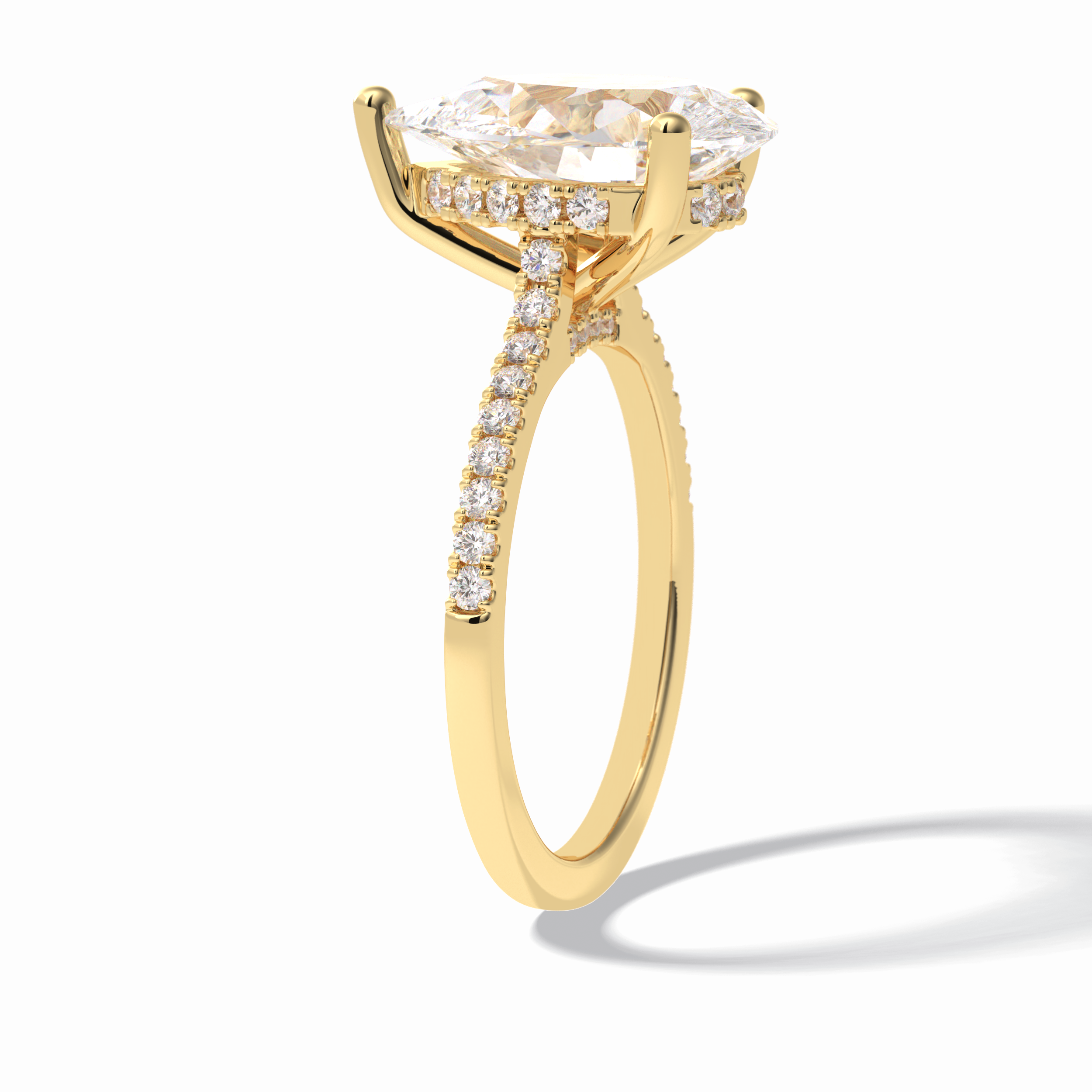 Pear Hidden Halo & Pave Lab Grown Diamond Engagement Ring