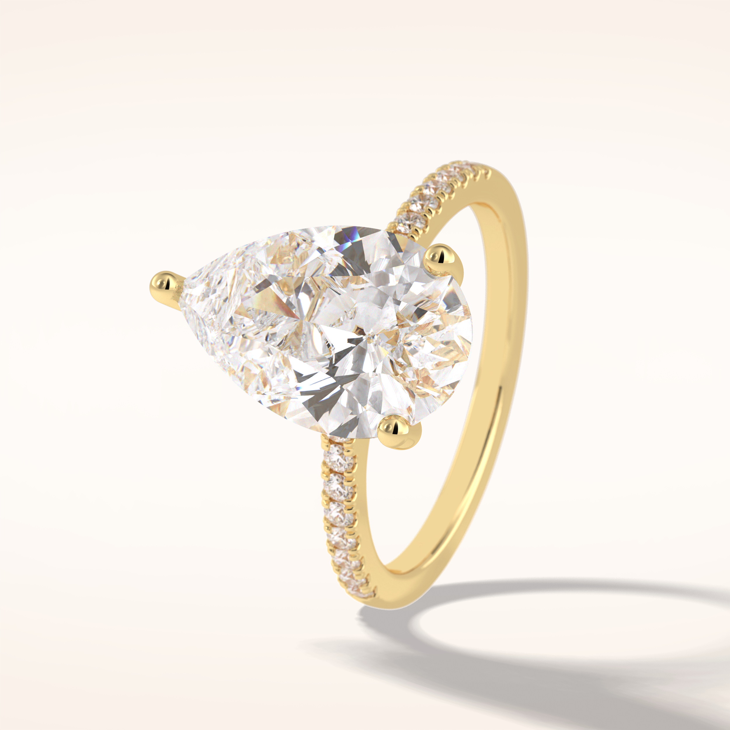 3.5 CT Pear Shaped Pave Moissanite Engagement Ring