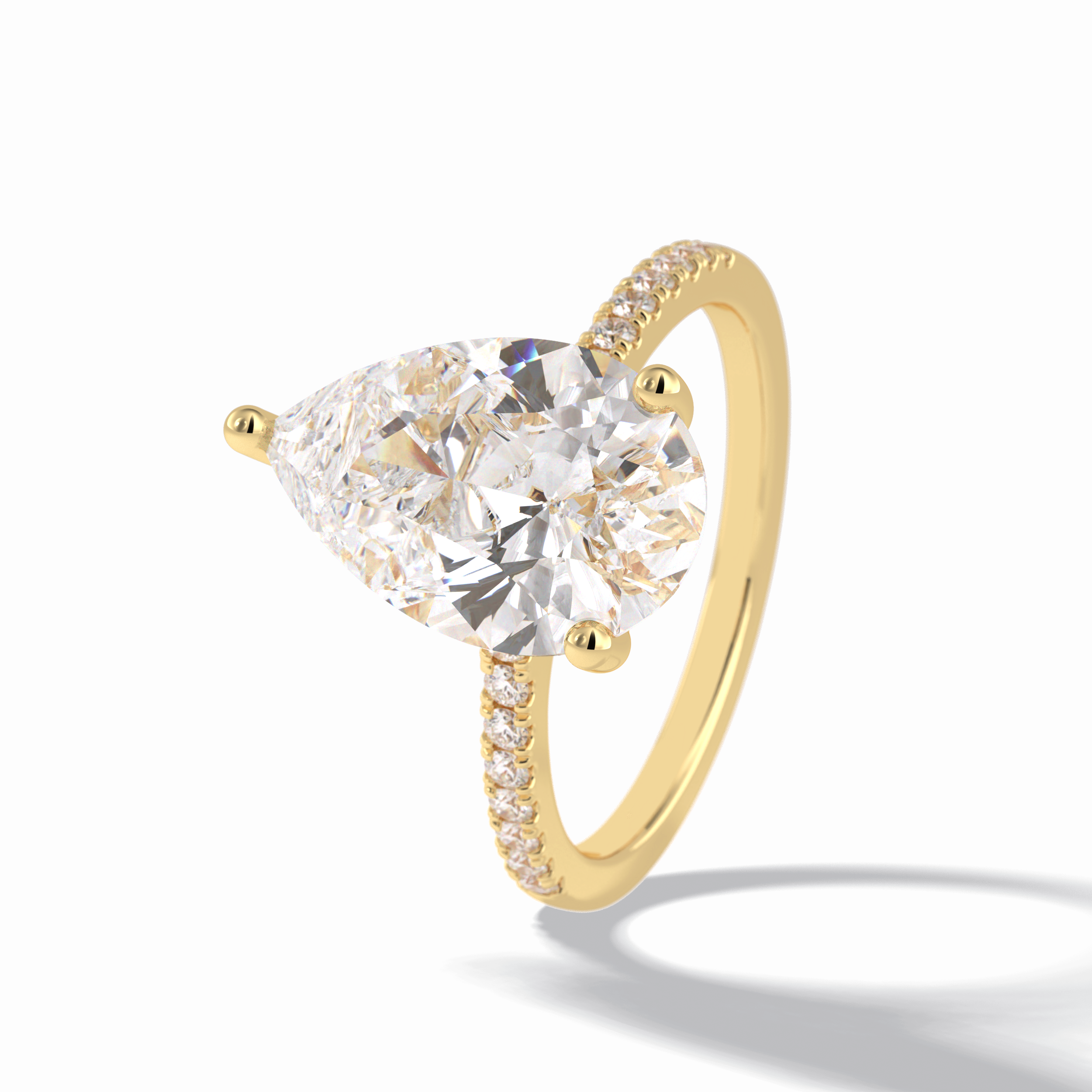 Pear Hidden Halo & Pave Lab Grown Diamond Engagement Ring