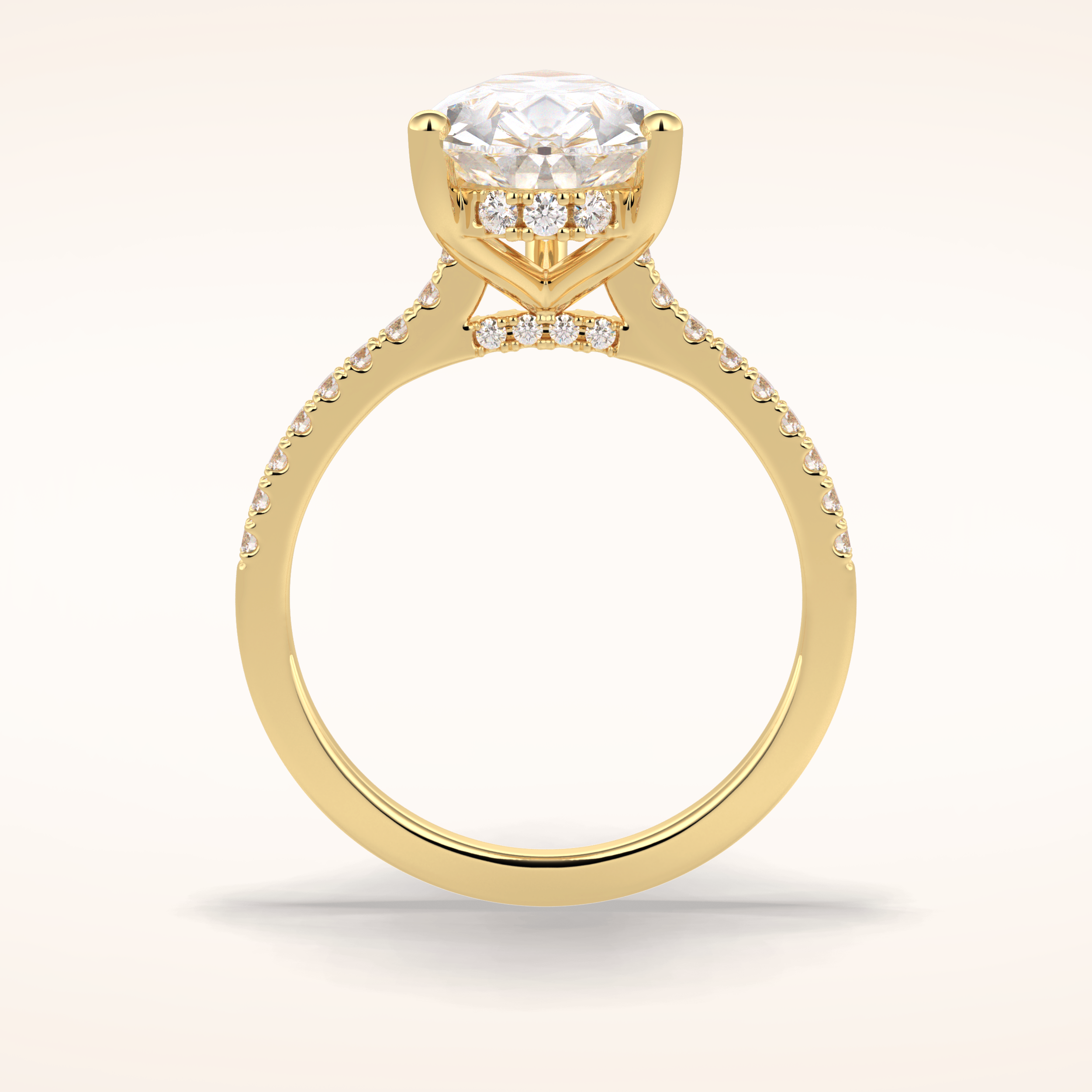 3.5 CT Pear Shaped Pave Moissanite Engagement Ring