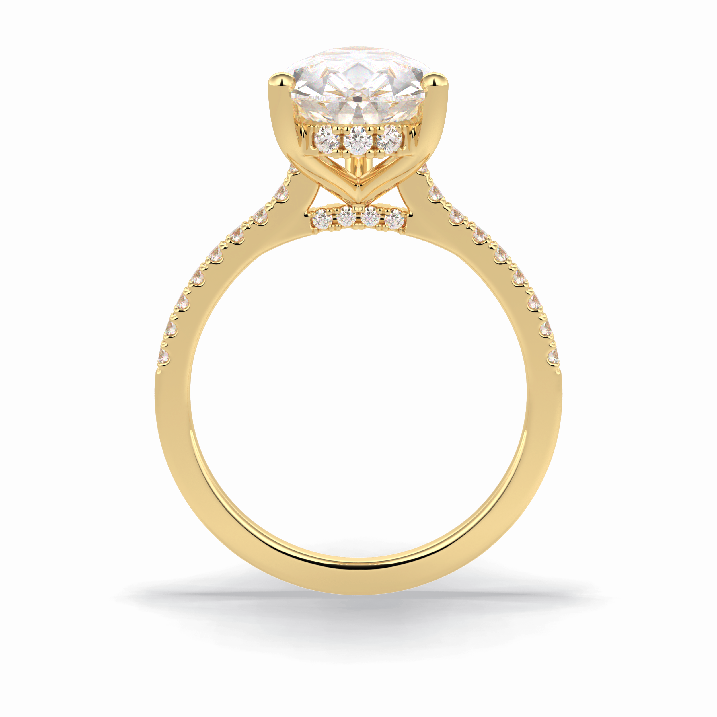 Pear Hidden Halo & Pave Lab Grown Diamond Engagement Ring