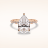 3.5 CT Pear Shaped Pave Moissanite Engagement Ring