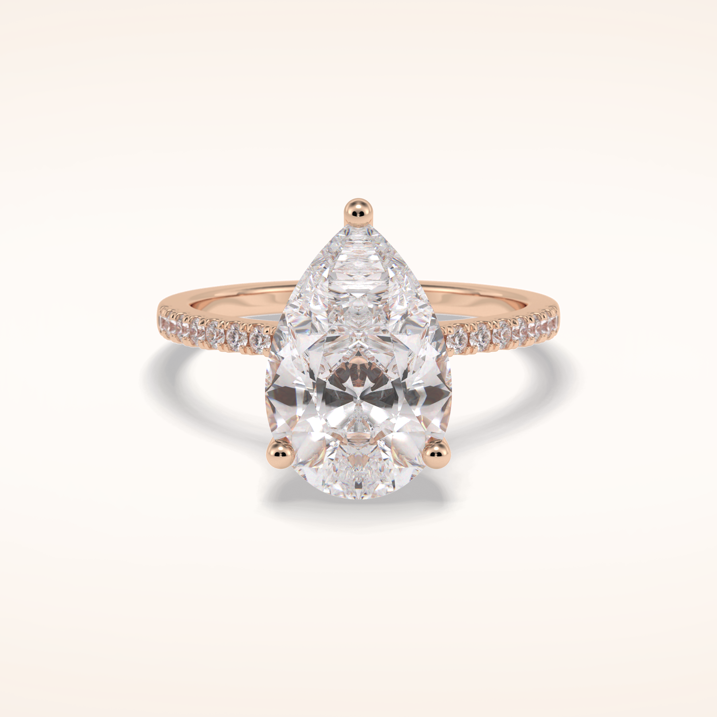 3.5 CT Pear Shaped Pave Moissanite Engagement Ring