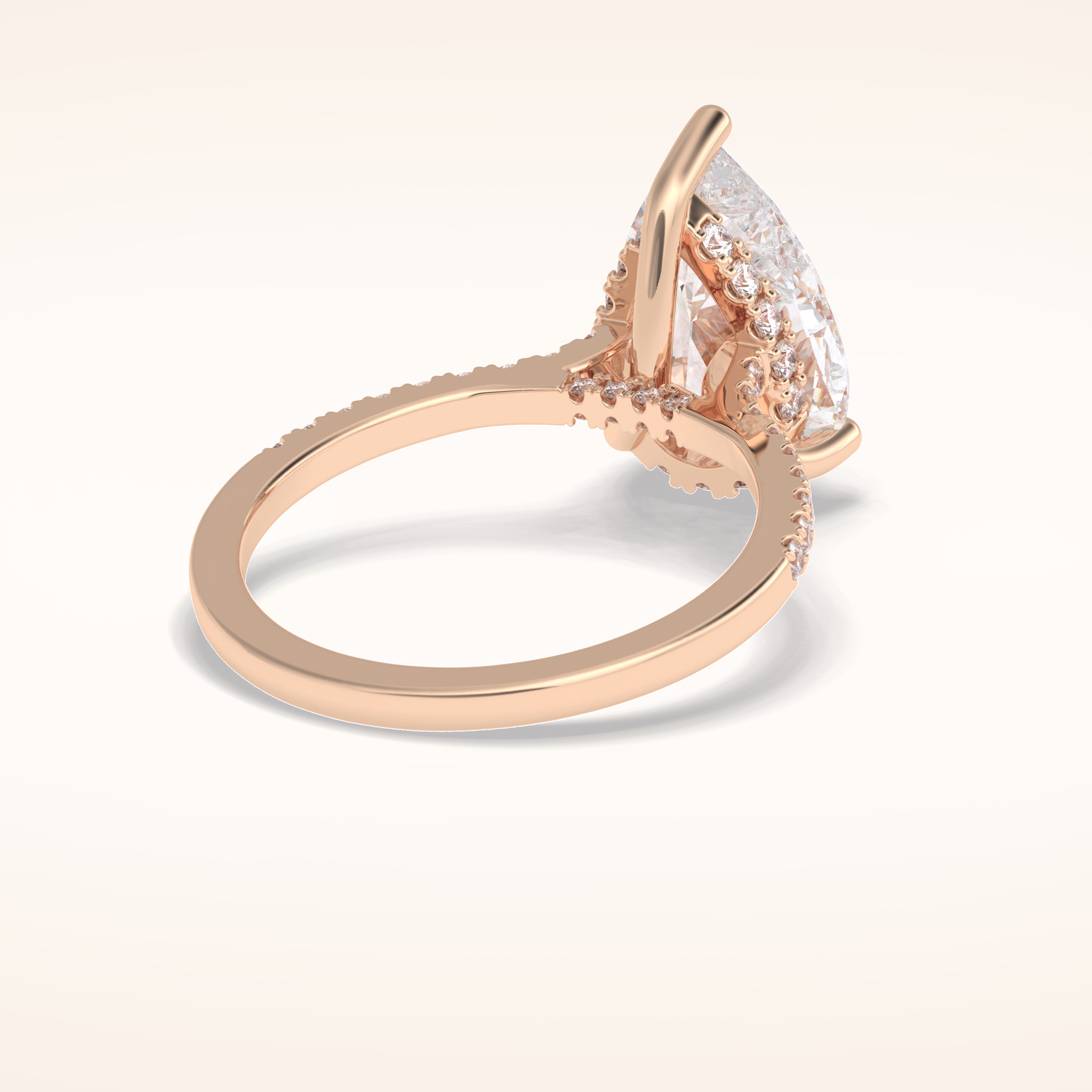 3.5 CT Pear Shaped Pave Moissanite Engagement Ring