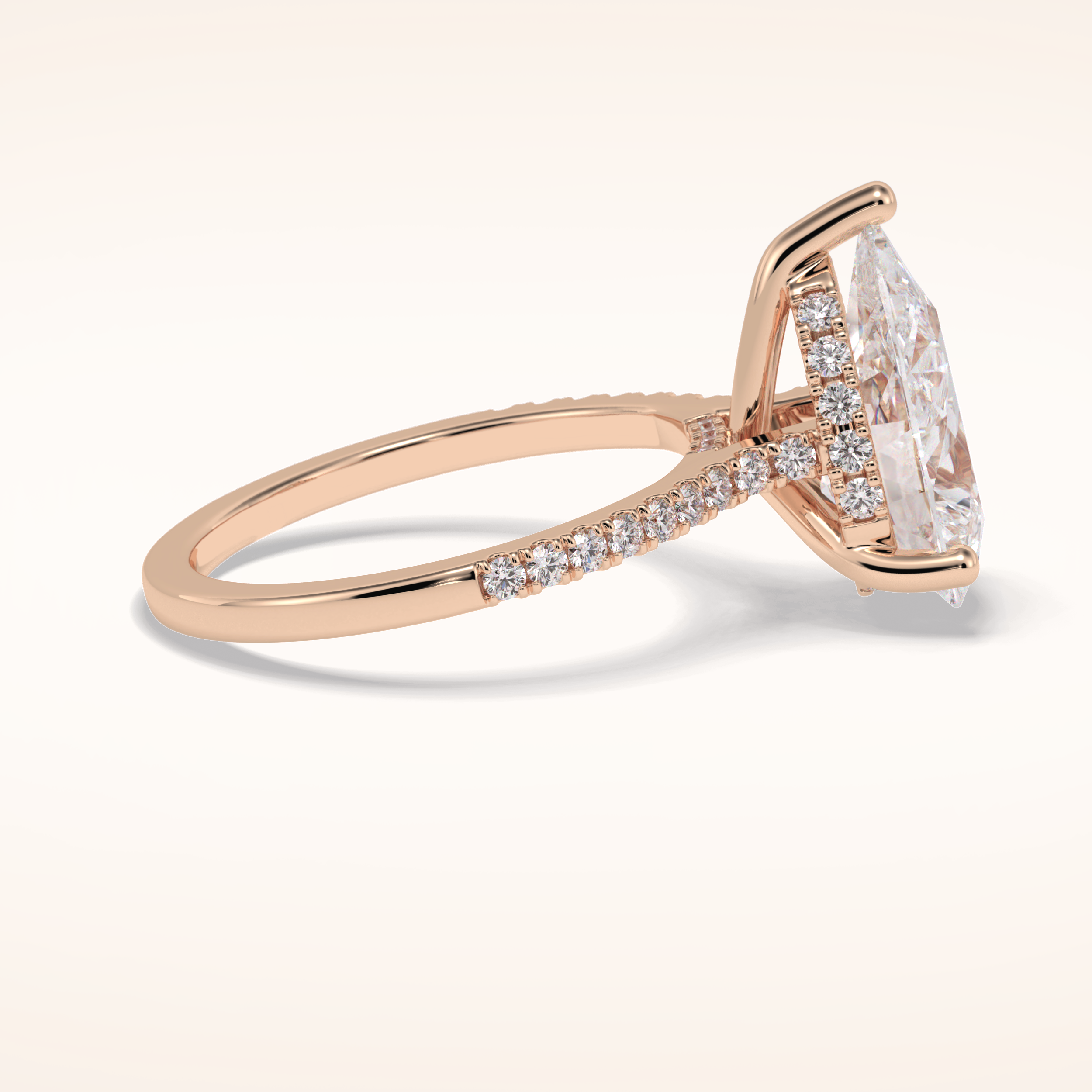 3.5 CT Pear Shaped Pave Moissanite Engagement Ring