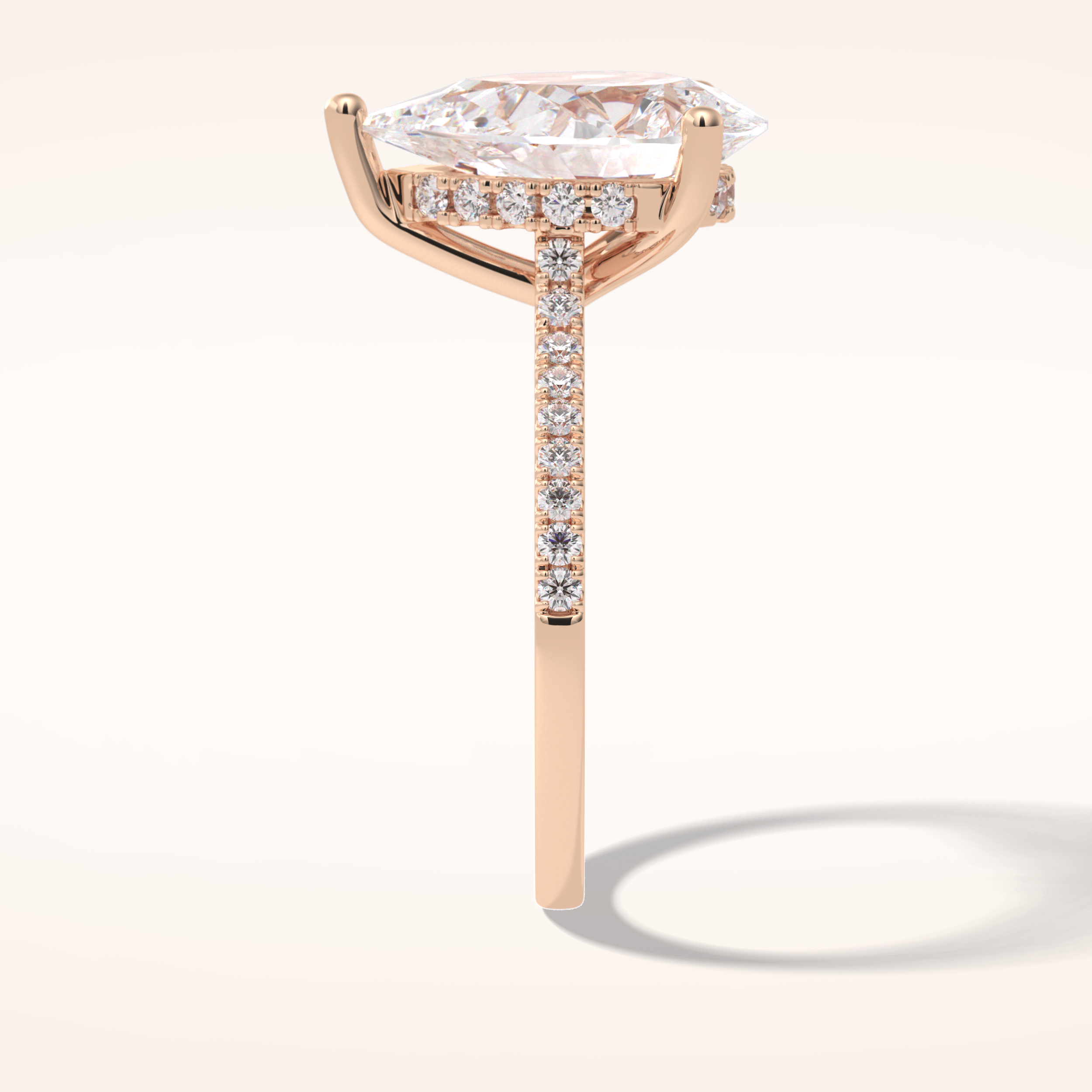 3.5 CT Pear Shaped Pave Moissanite Engagement Ring