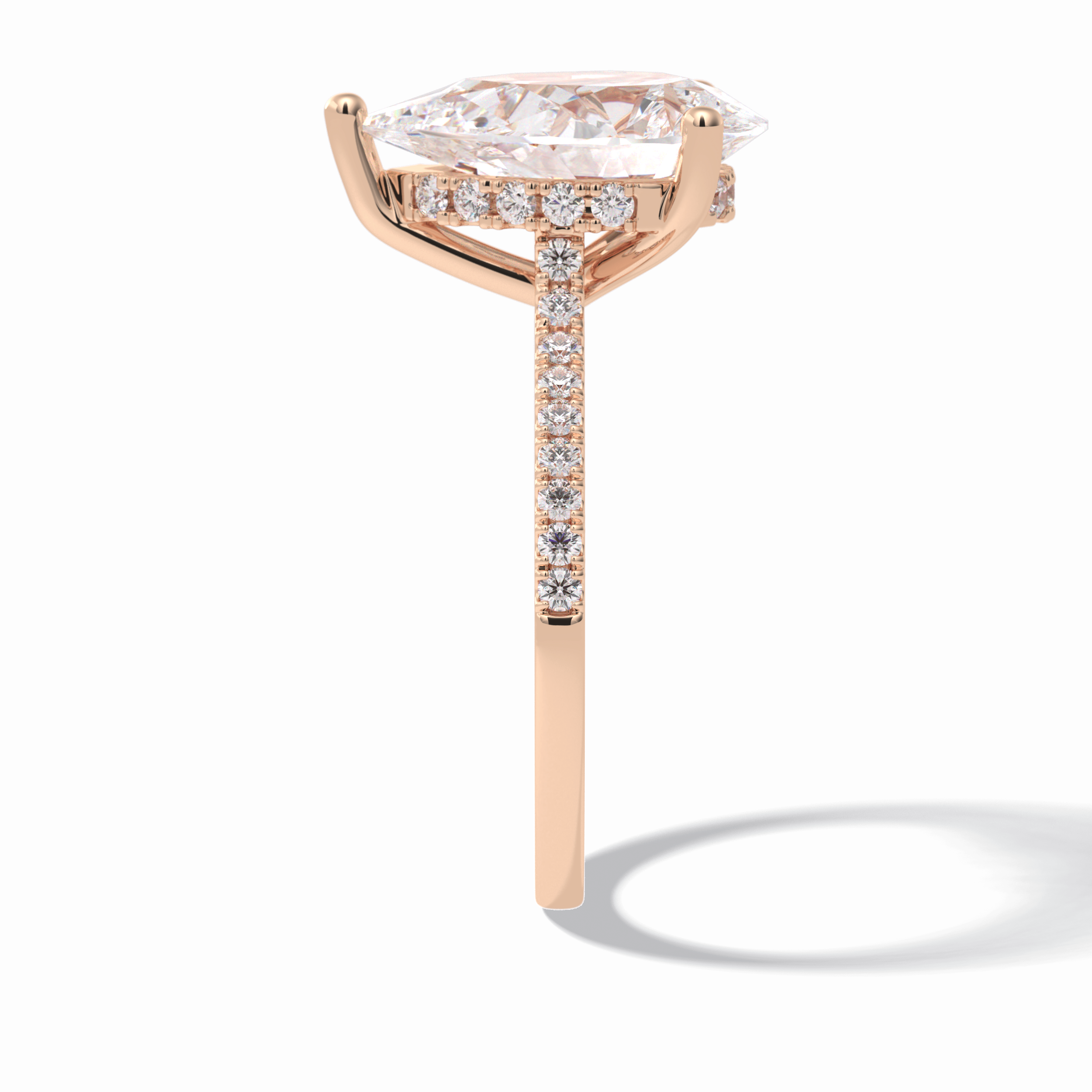 Pear Hidden Halo & Pave Lab Grown Diamond Engagement Ring