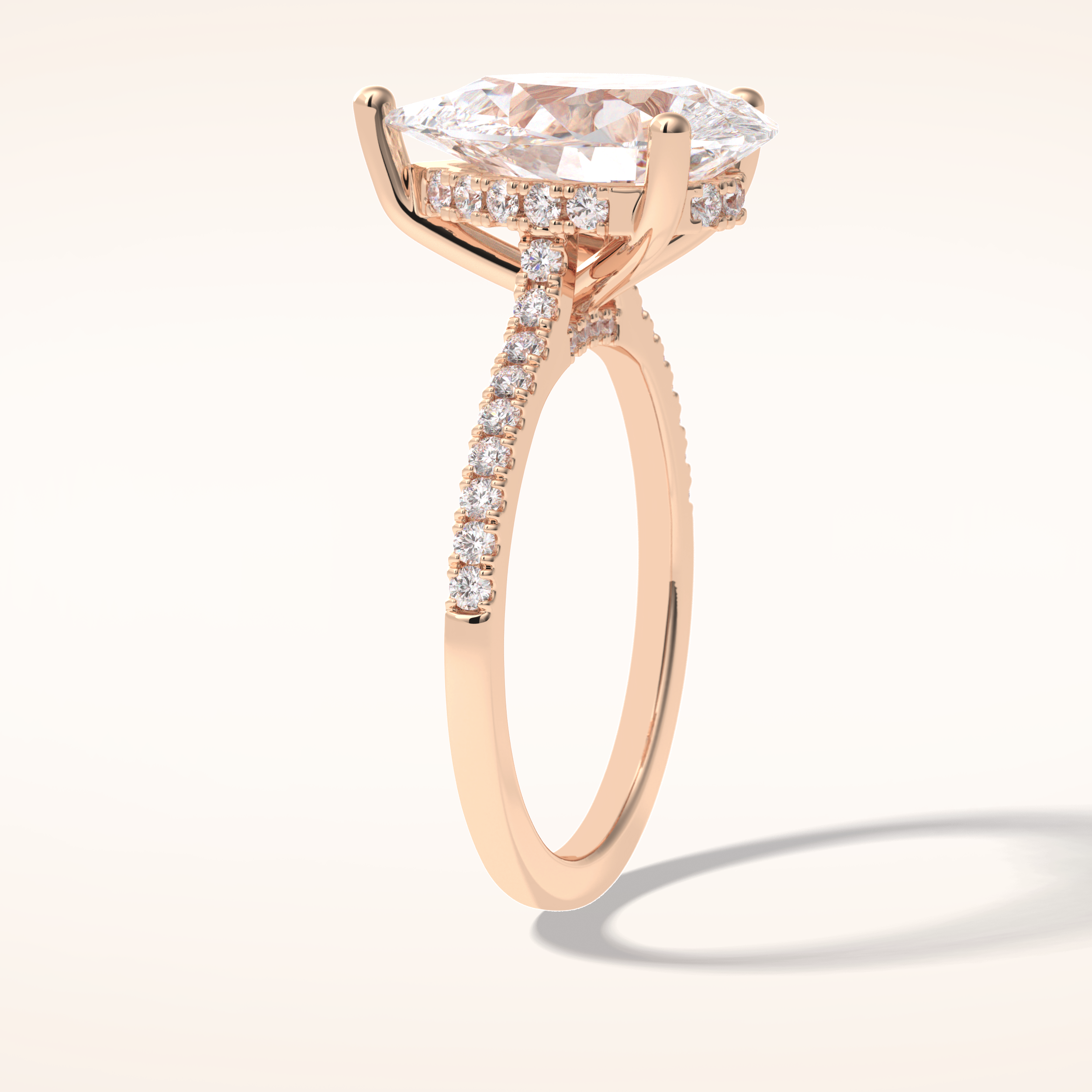 3.5 CT Pear Shaped Pave Moissanite Engagement Ring