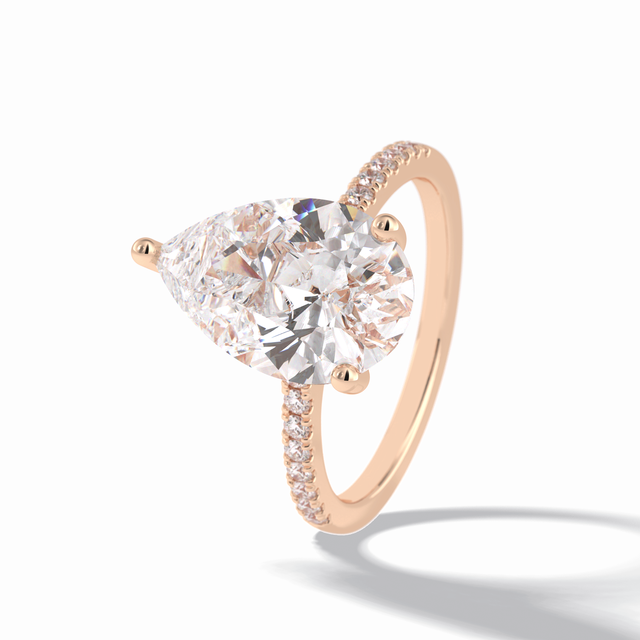 Pear Hidden Halo & Pave Lab Grown Diamond Engagement Ring