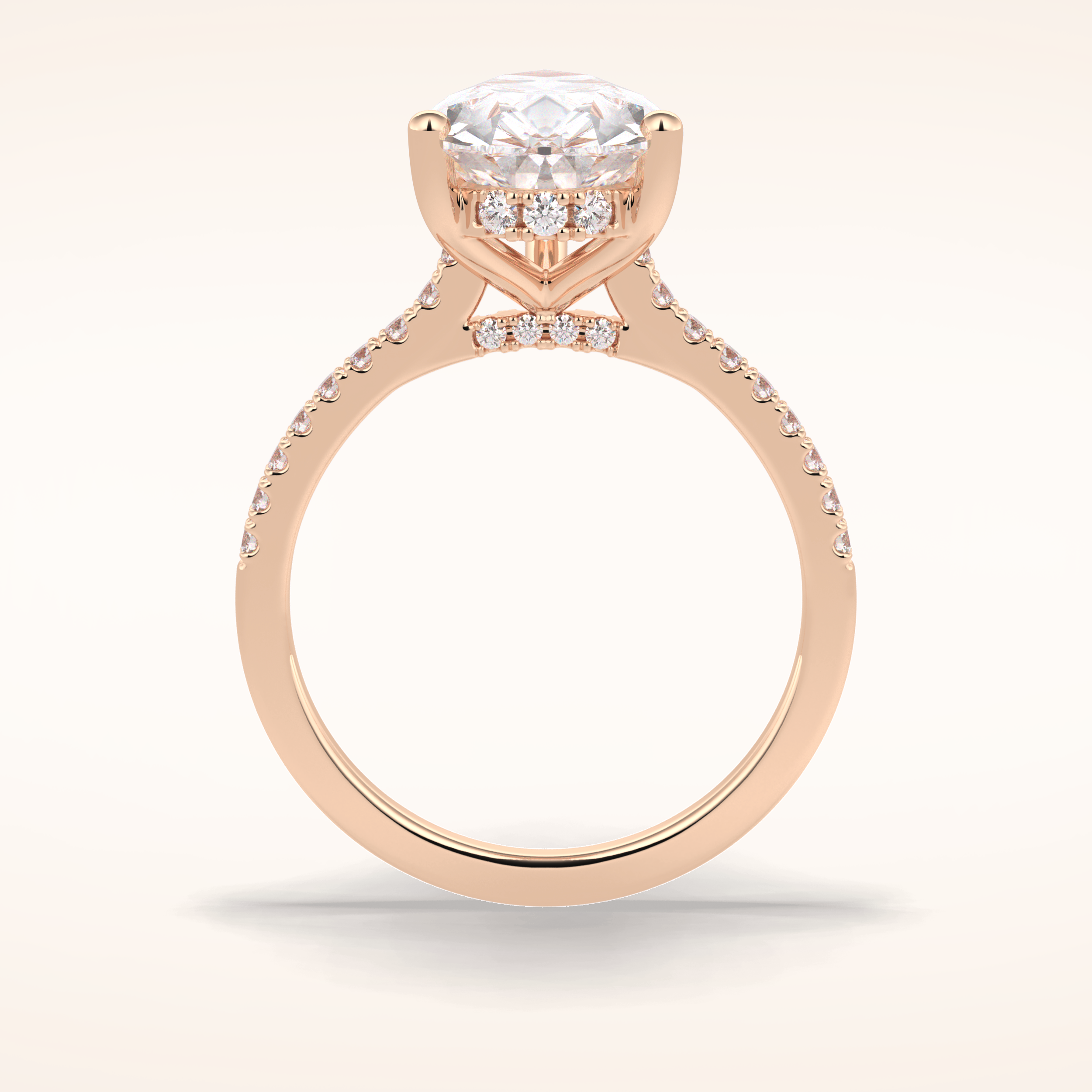 3.5 CT Pear Shaped Pave Moissanite Engagement Ring