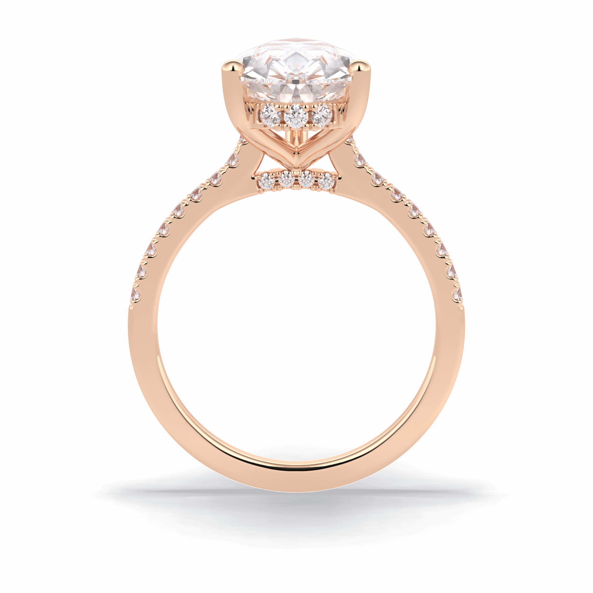 Pear Hidden Halo & Pave Lab Grown Diamond Engagement Ring