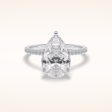 3.5 CT Pear Shaped Pave Moissanite Engagement Ring