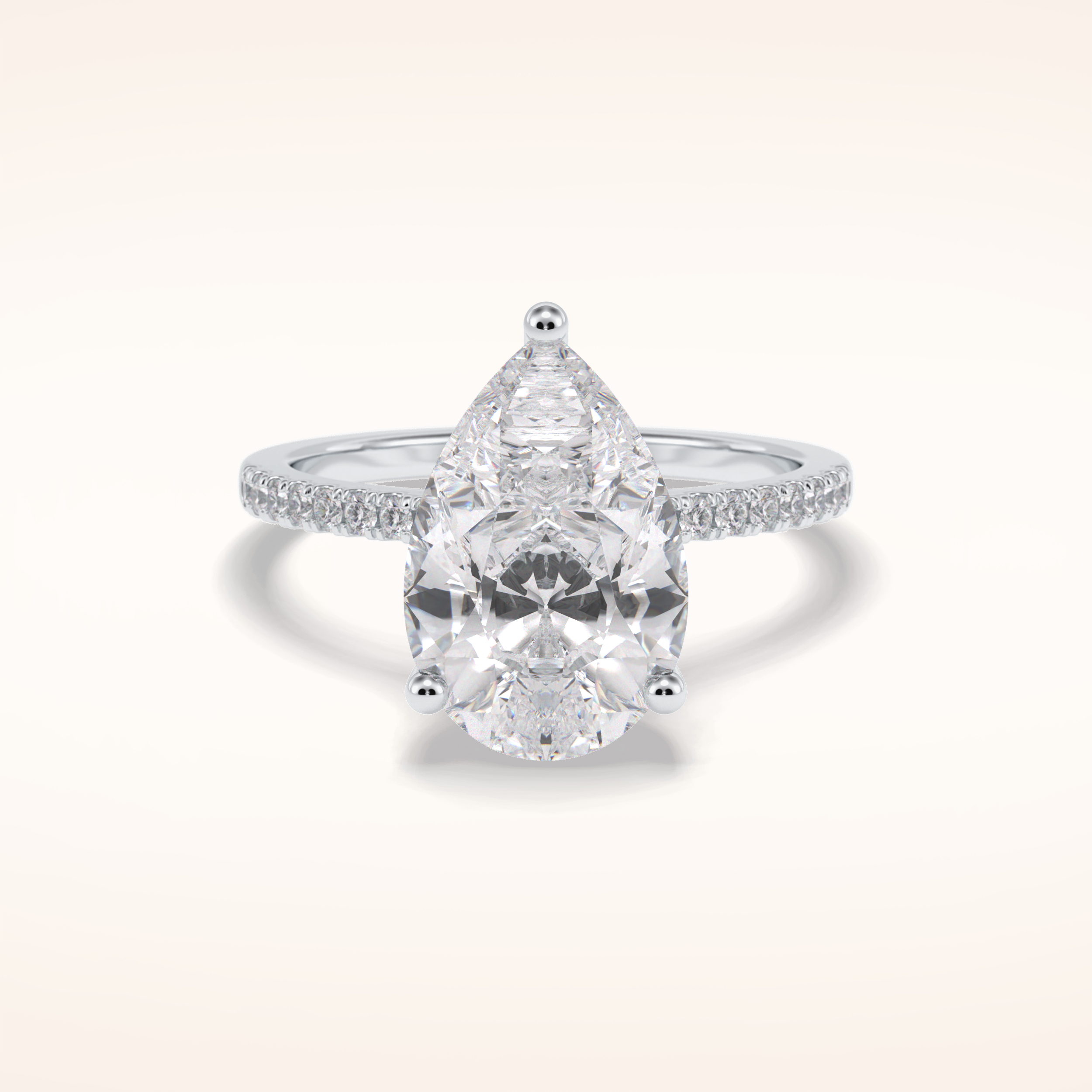 3.5 CT Pear Shaped Pave Moissanite Engagement Ring