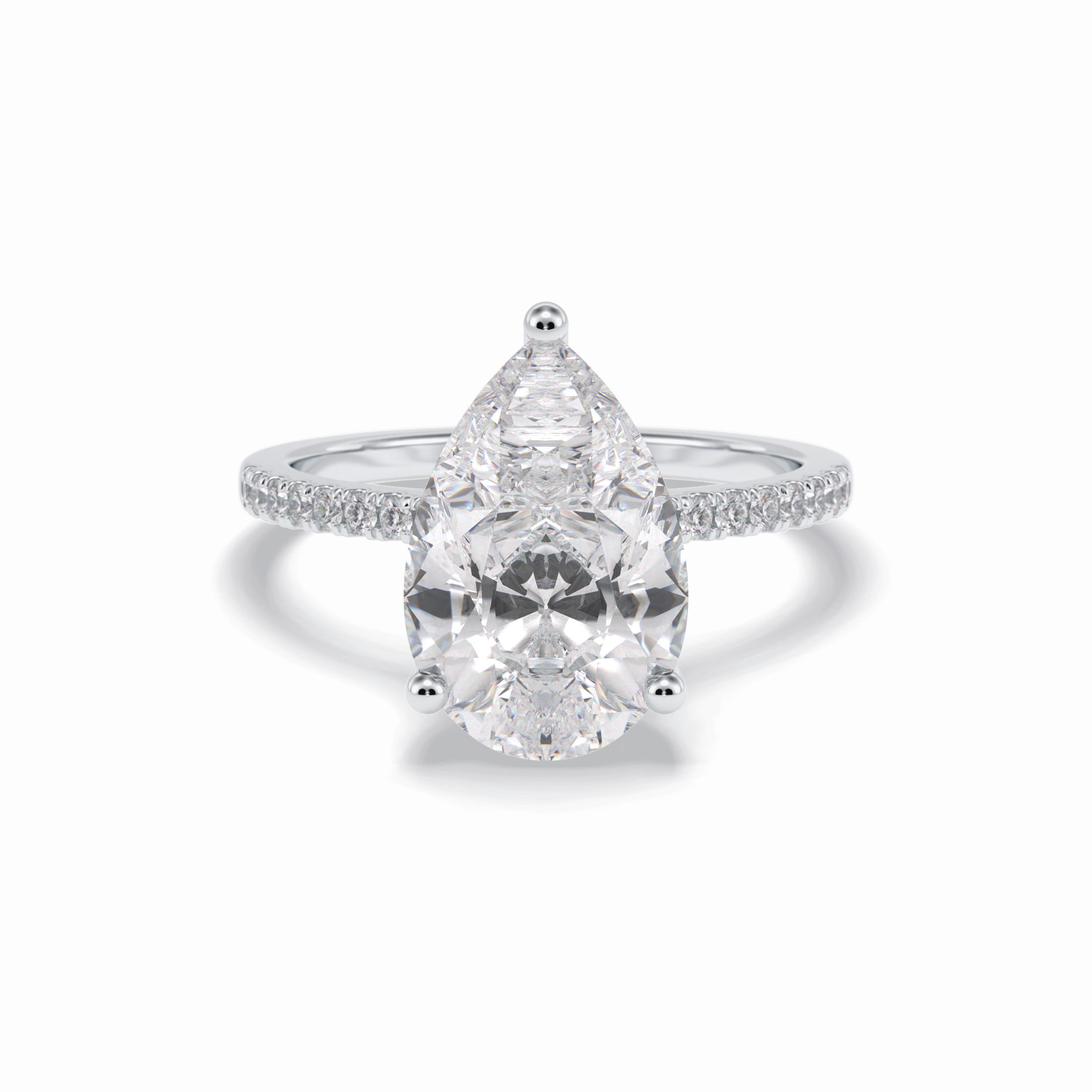 Pear Hidden Halo & Pave Lab Grown Diamond Engagement Ring