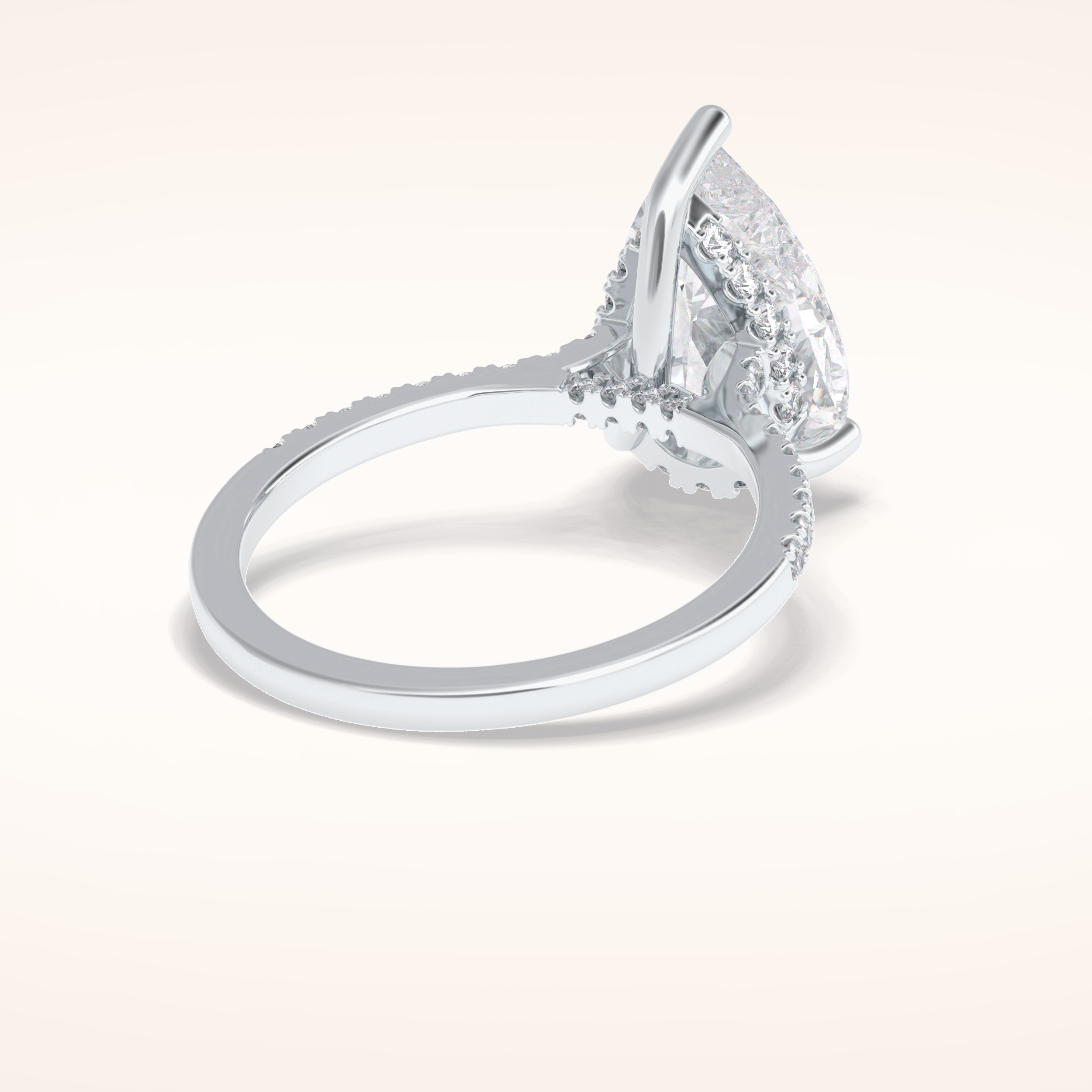 3.5 CT Pear Shaped Pave Moissanite Engagement Ring