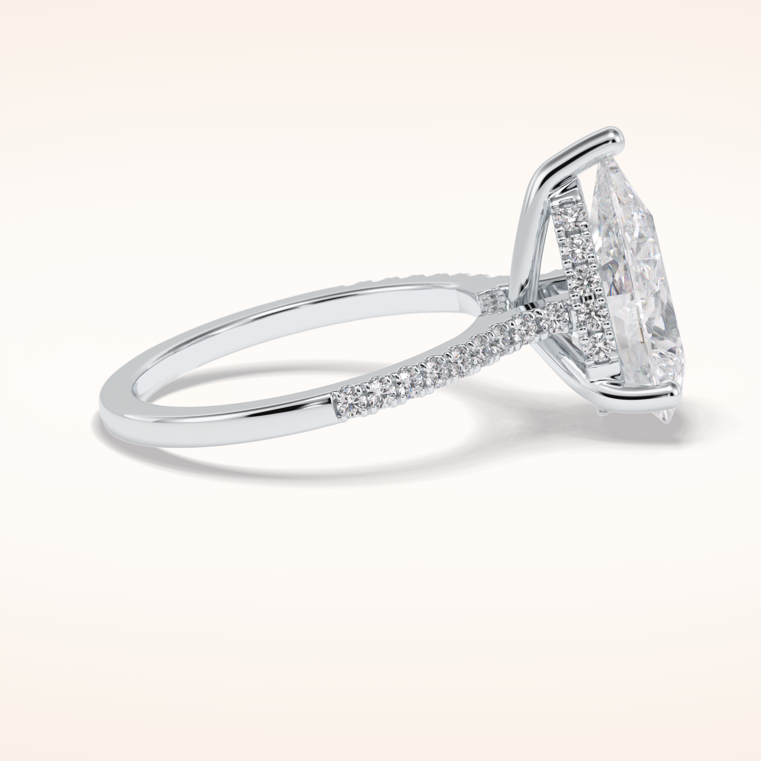 3.5 CT Pear Shaped Pave Moissanite Engagement Ring