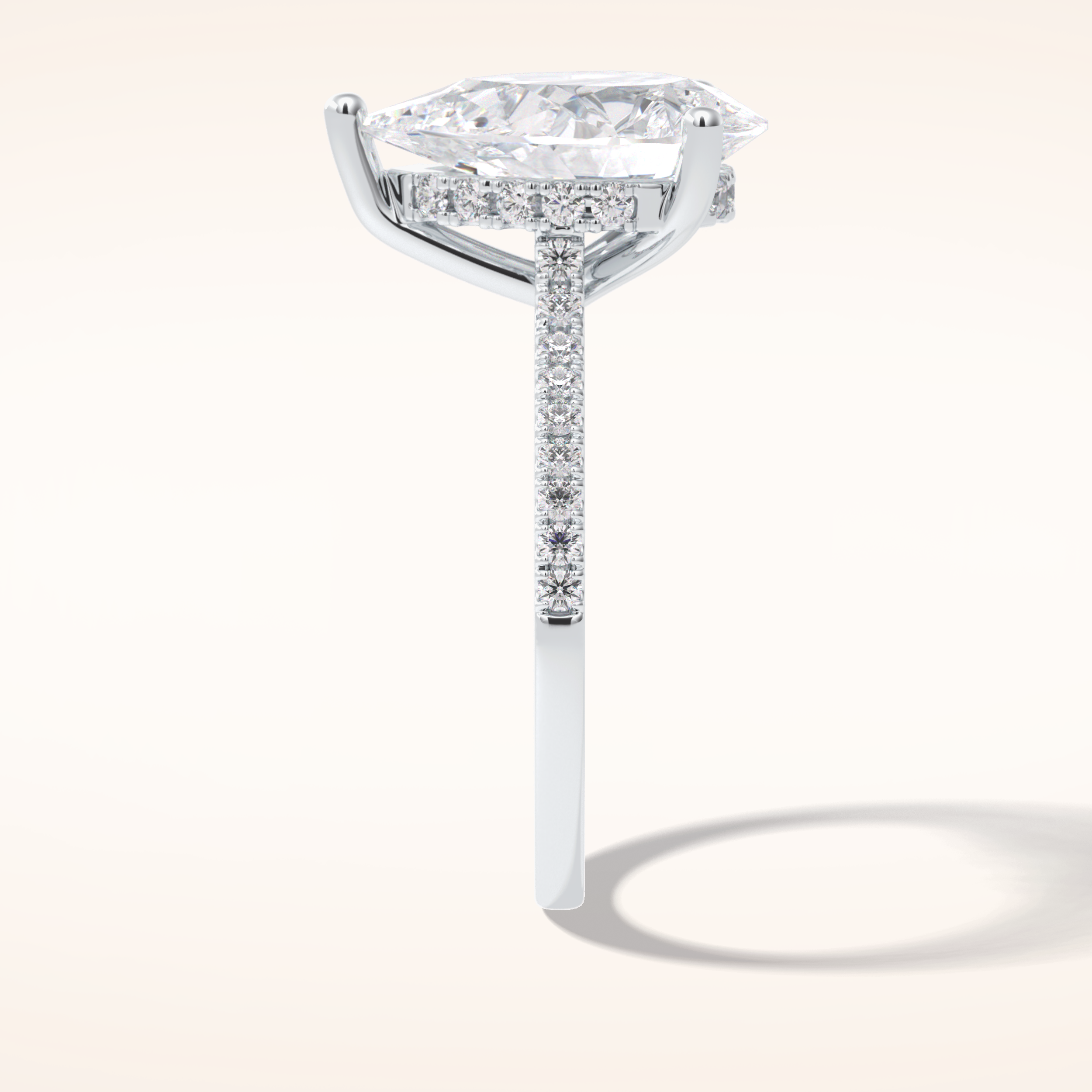 3.5 CT Pear Shaped Pave Moissanite Engagement Ring