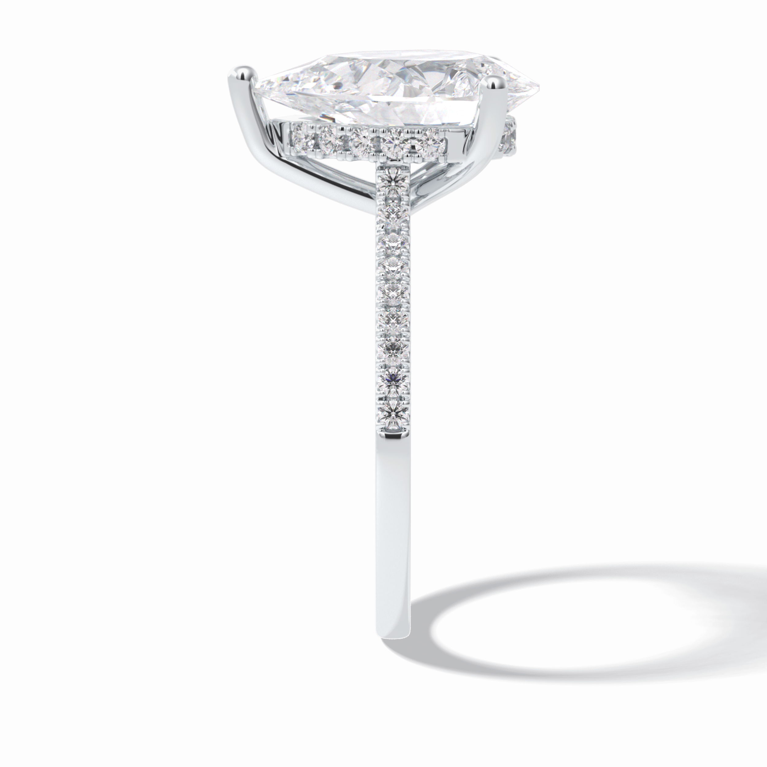 Pear Hidden Halo & Pave Lab Grown Diamond Engagement Ring
